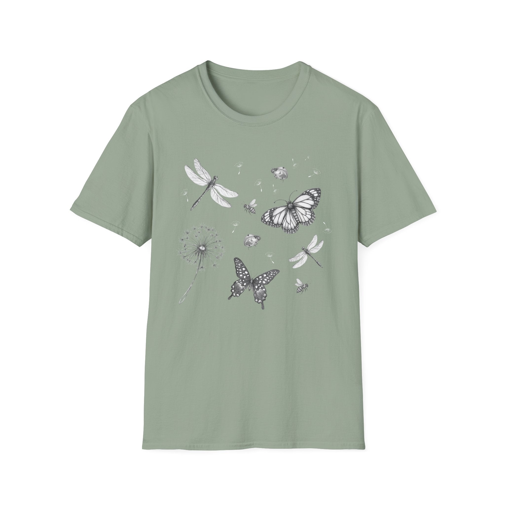 Butterfly & Dandelion Tee — Delicate Botanical Nature T-Shirt