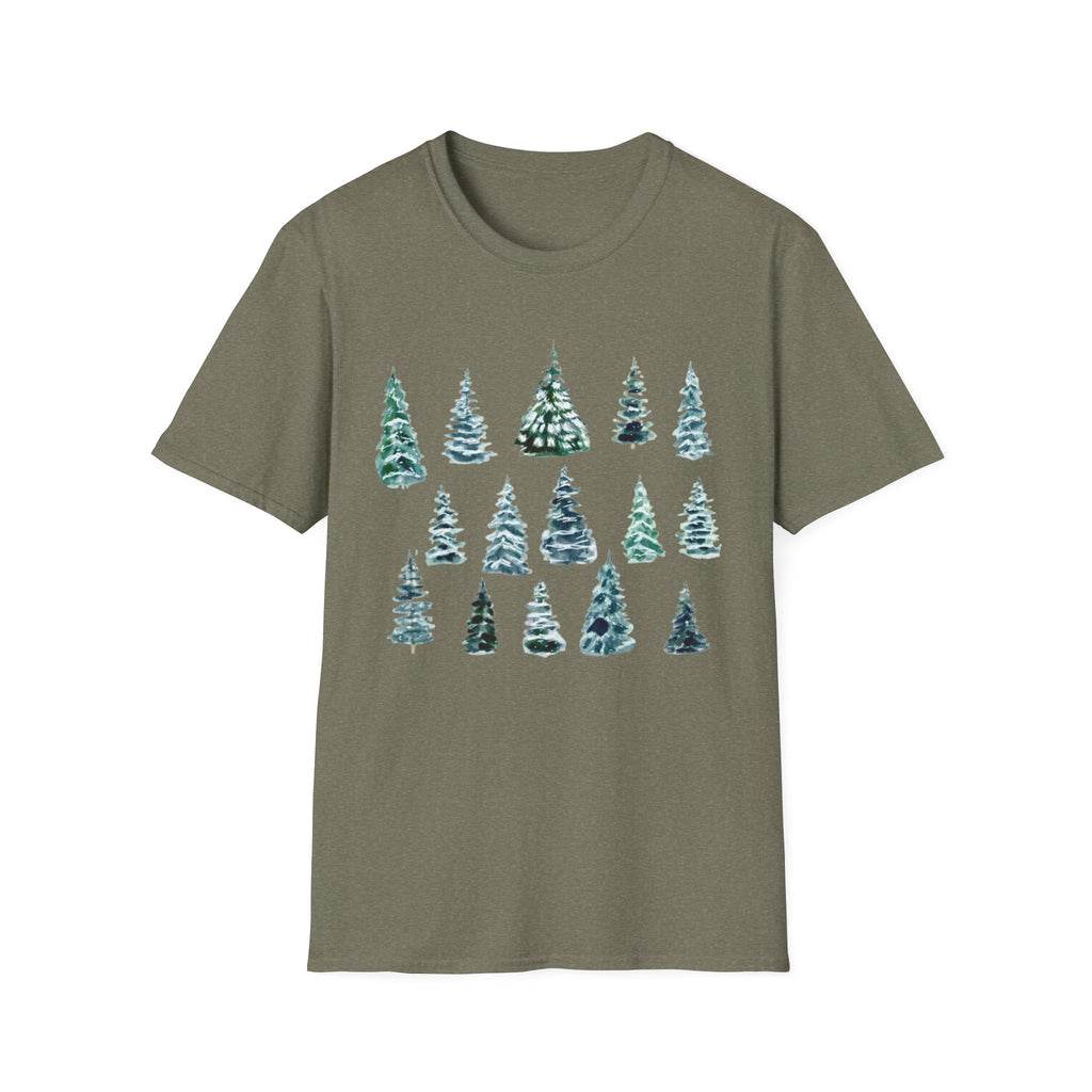 Pine Tree Watercolor T-Shirt — Minimal Holiday Trees Tee
