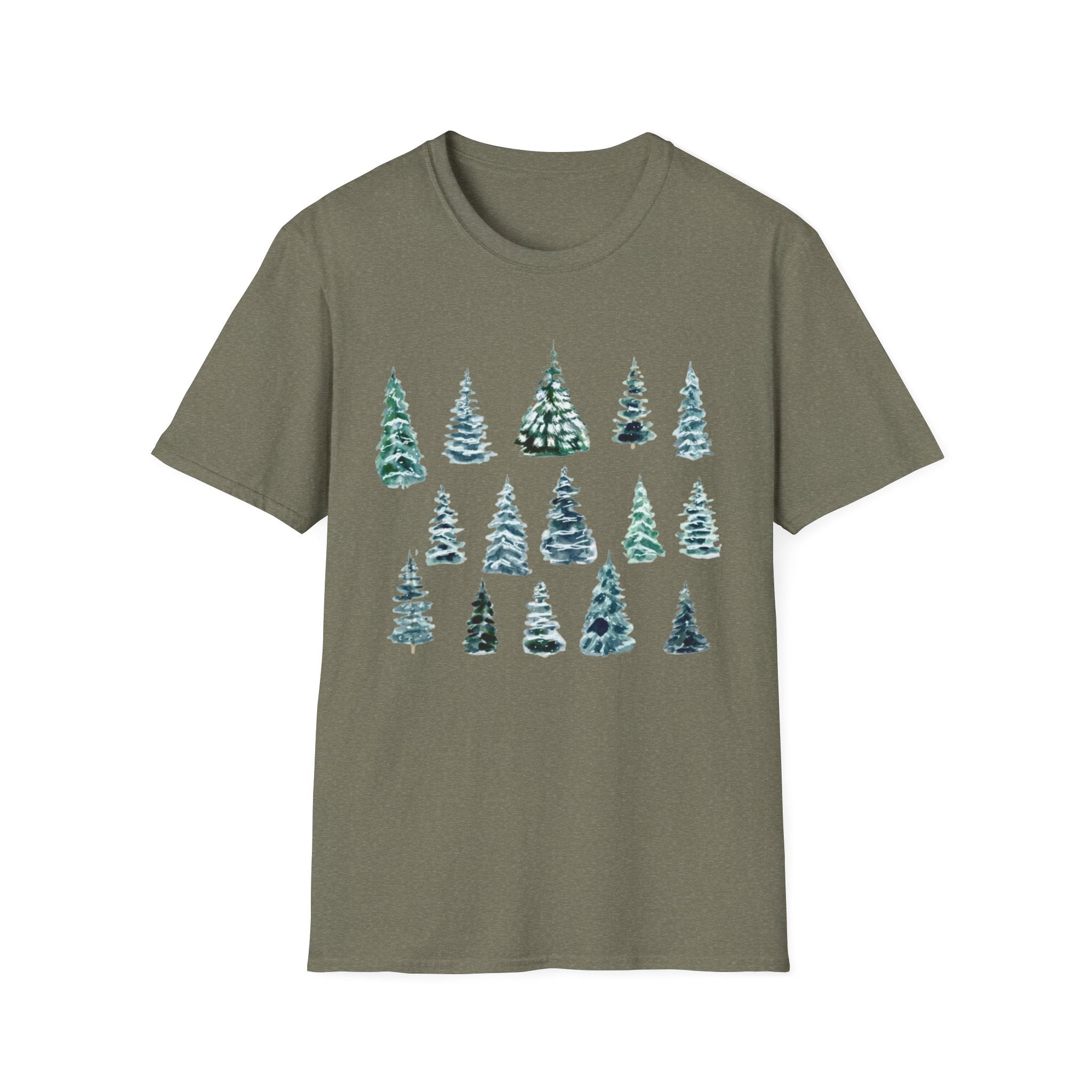 Pine Tree Watercolor T-Shirt — Minimal Holiday Trees Tee