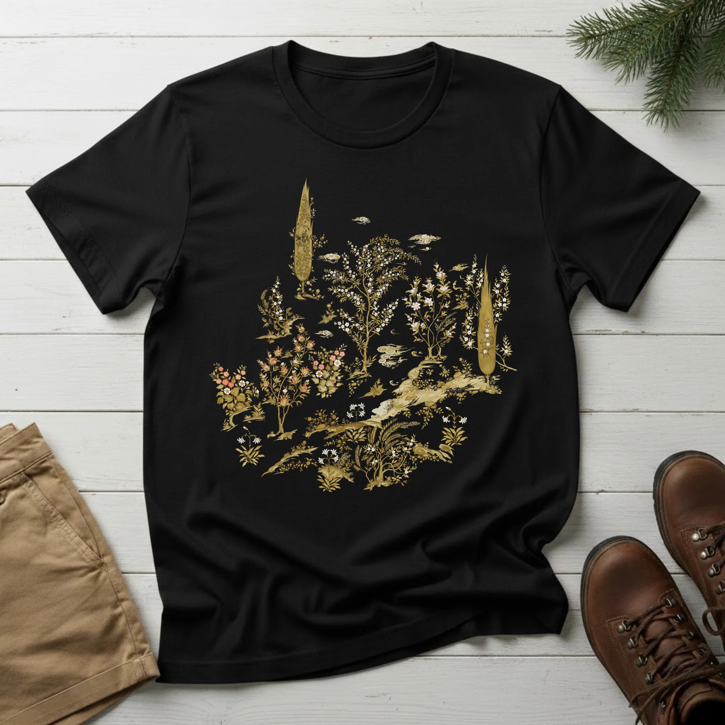 Floral Countryside T-Shirt — Vintage Botanical Garden Design