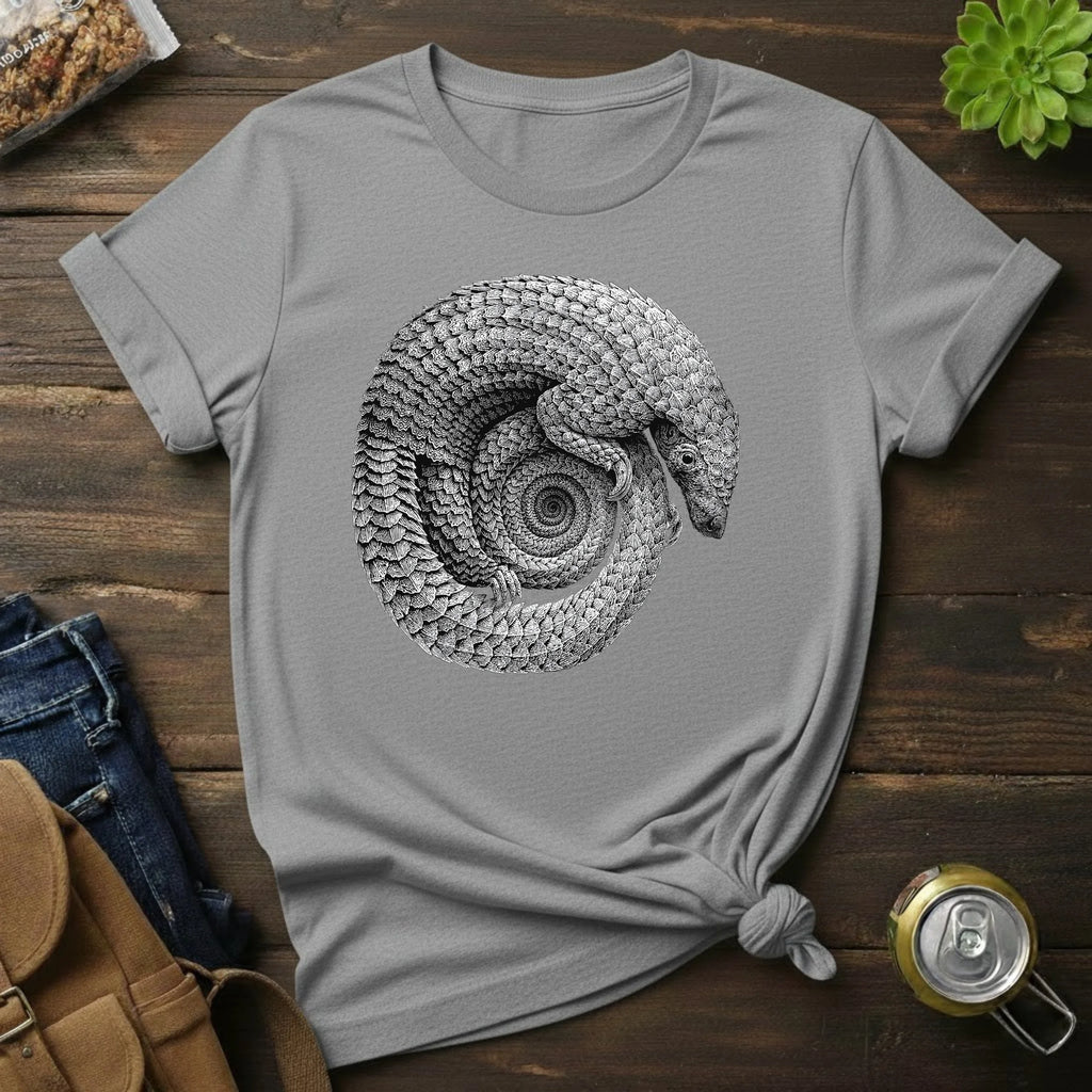 Armadillo Spiral Graphic T-Shirt — Vintage Nature Illustration Tee