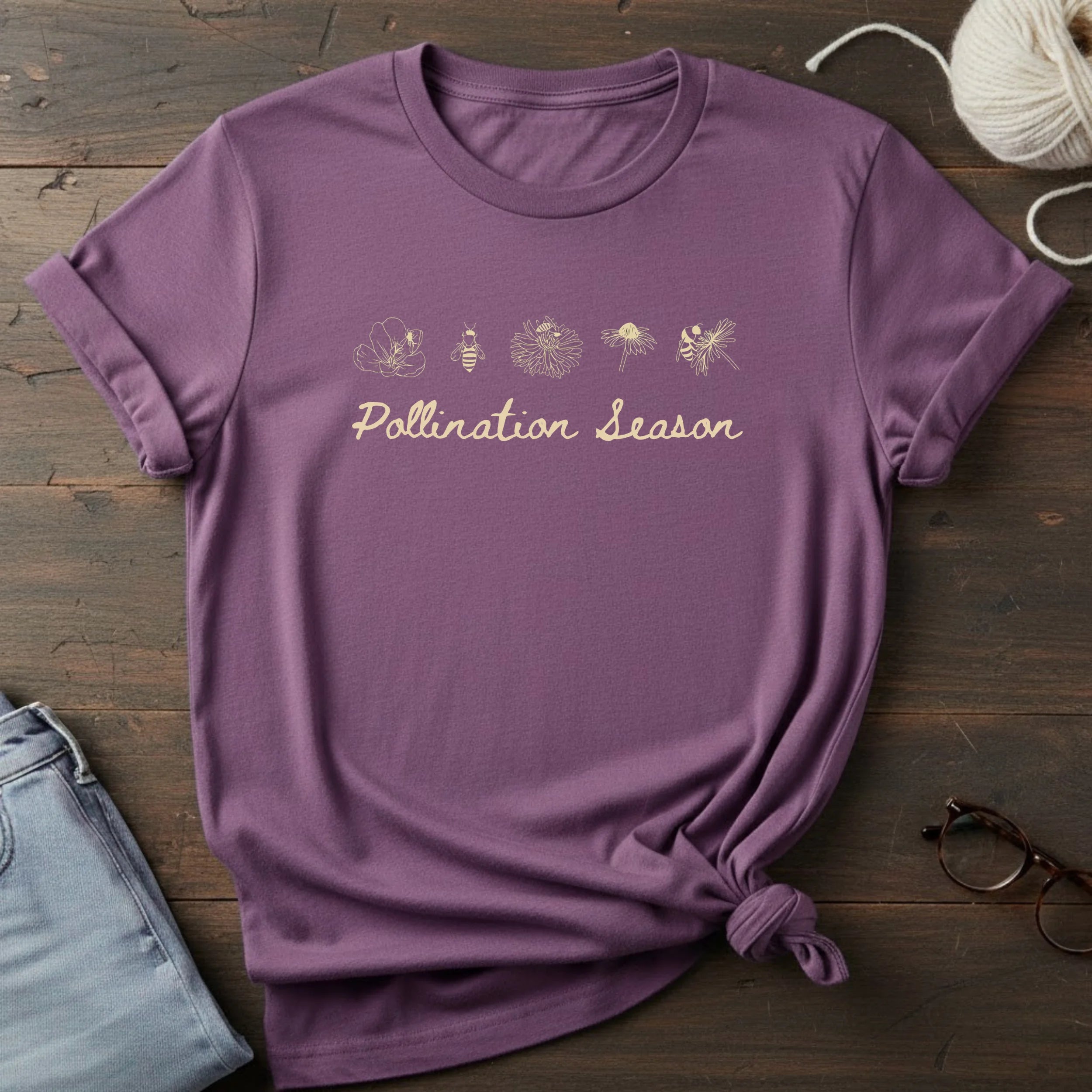 Pollination Season T-Shirt — Floral Bee Garden Tee