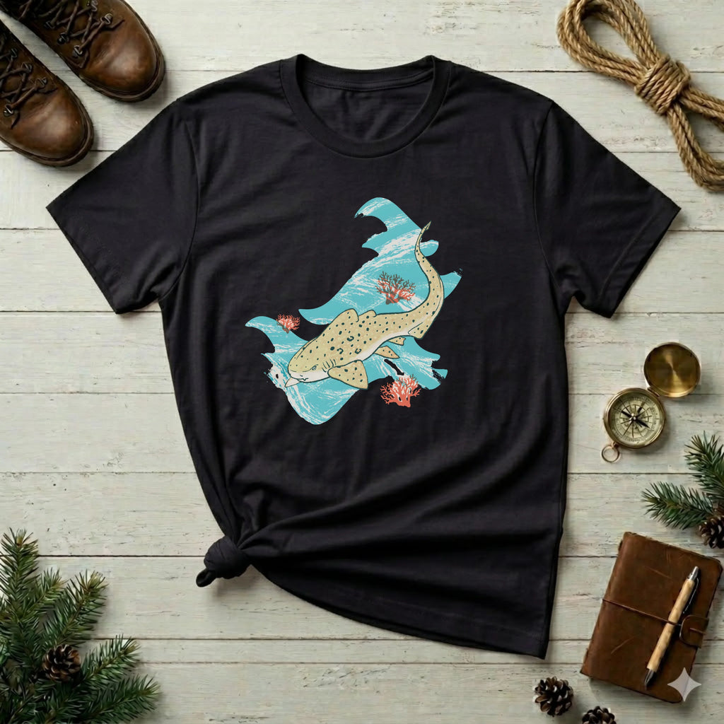 Leopard Shark Surf T-Shirt — Vintage Ocean Wave Tee
