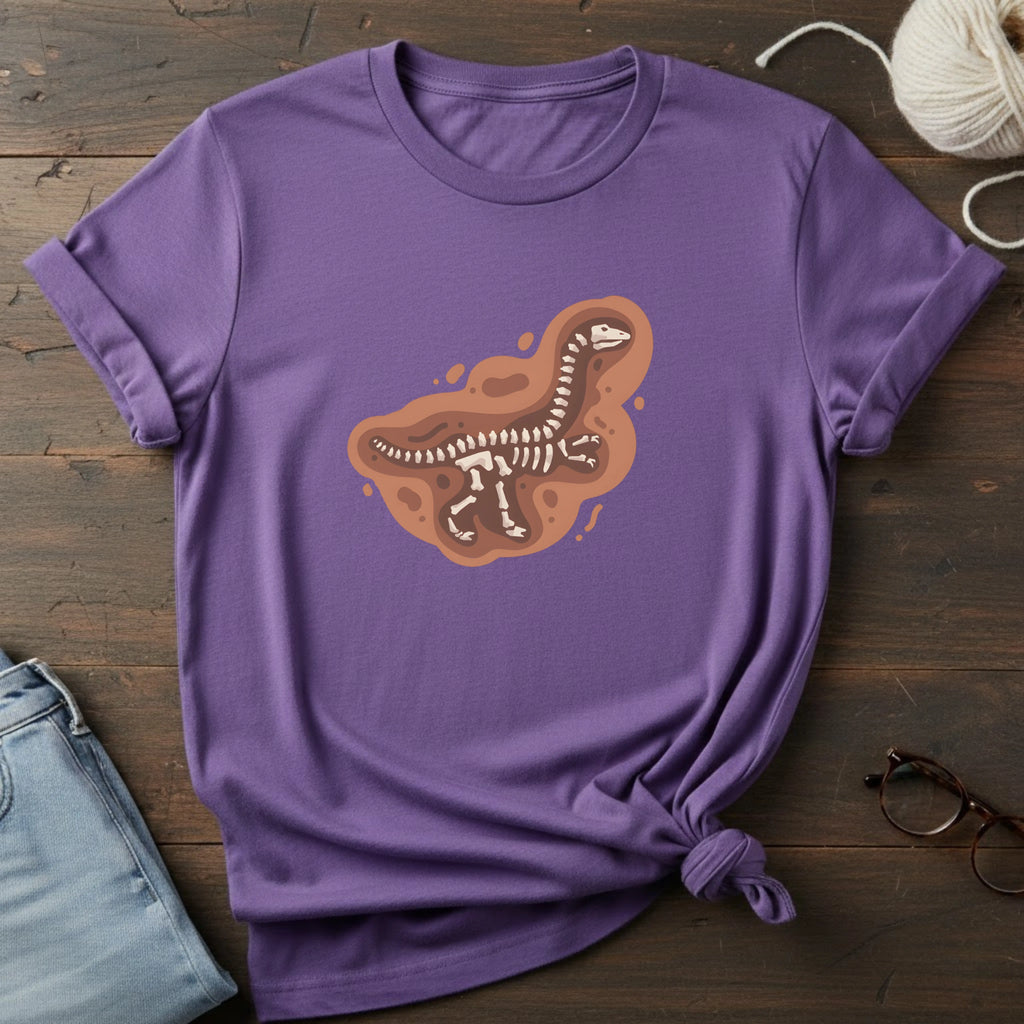 T-Shirt — Brown T-Rex Skeleton Graphic Tee