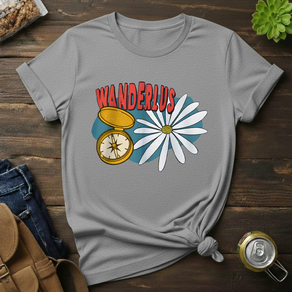 Wanderlust Compass & Daisy T-Shirt – Vintage Travel Graphic Tee