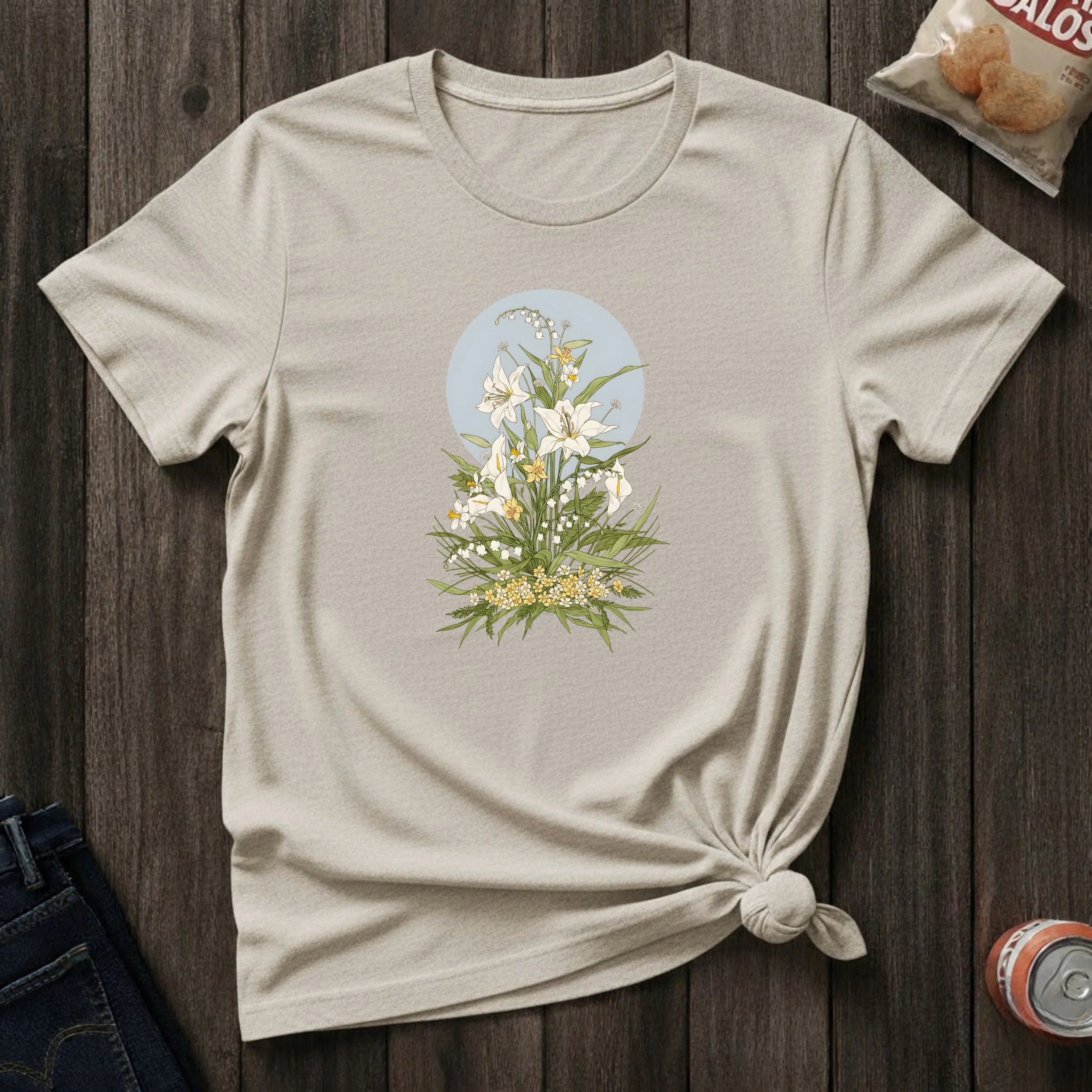 Floral Lily Bouquet T-Shirt — Vintage Botanical Graphic Tee