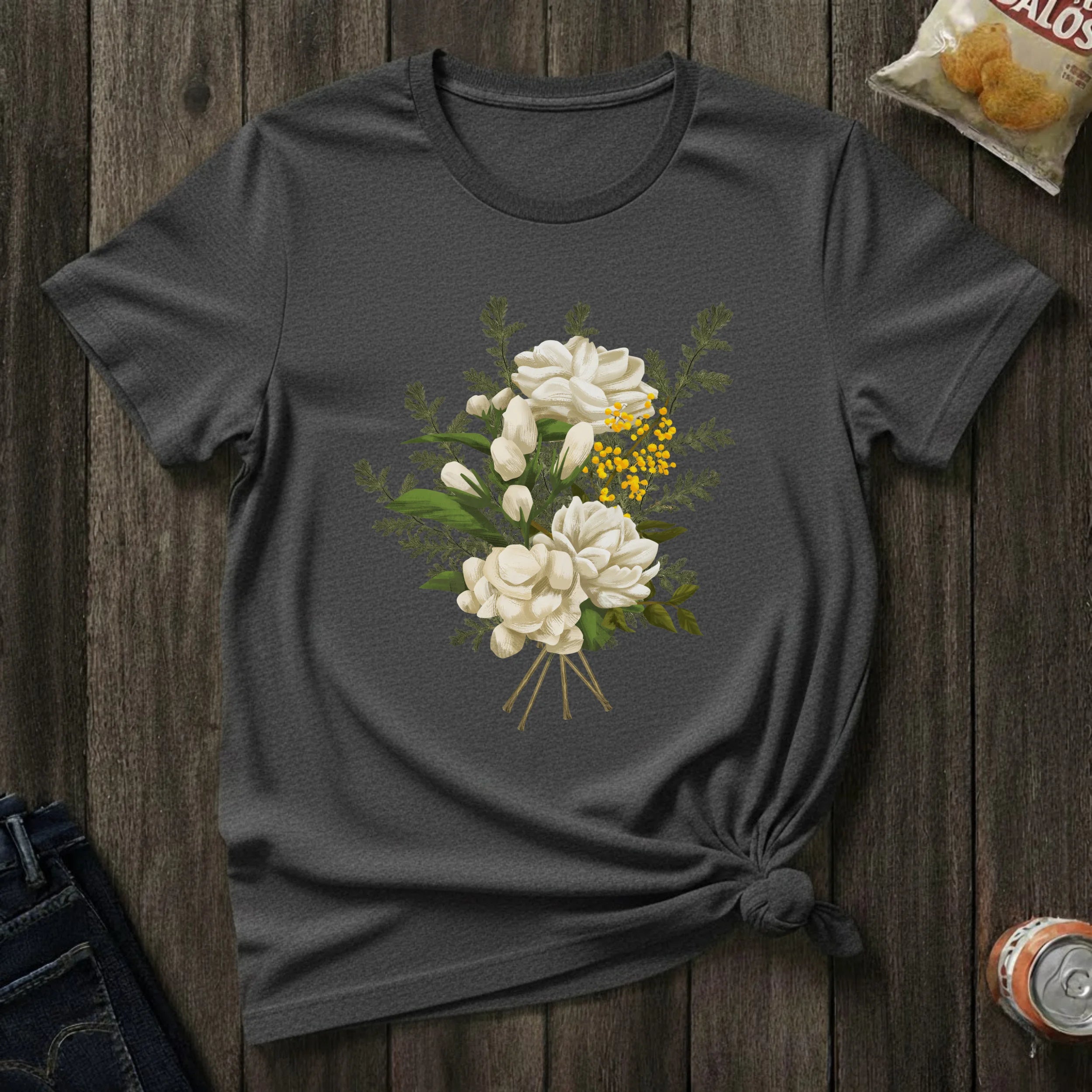 Floral Bouquet T-Shirt — Vintage White Garden Flowers Tee