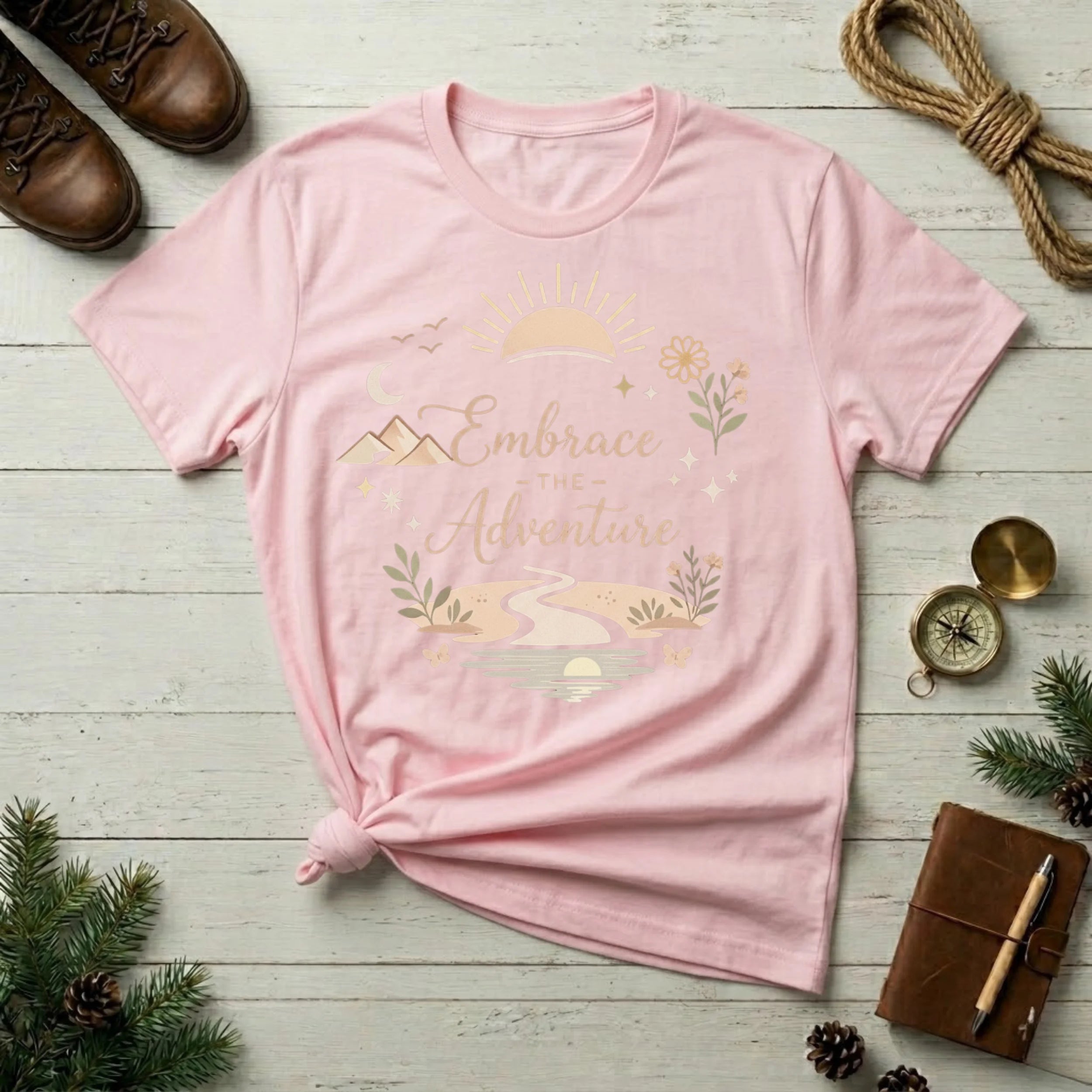 Embrace the Adventure T-Shirt — Scenic Sunriver Nature Graphic