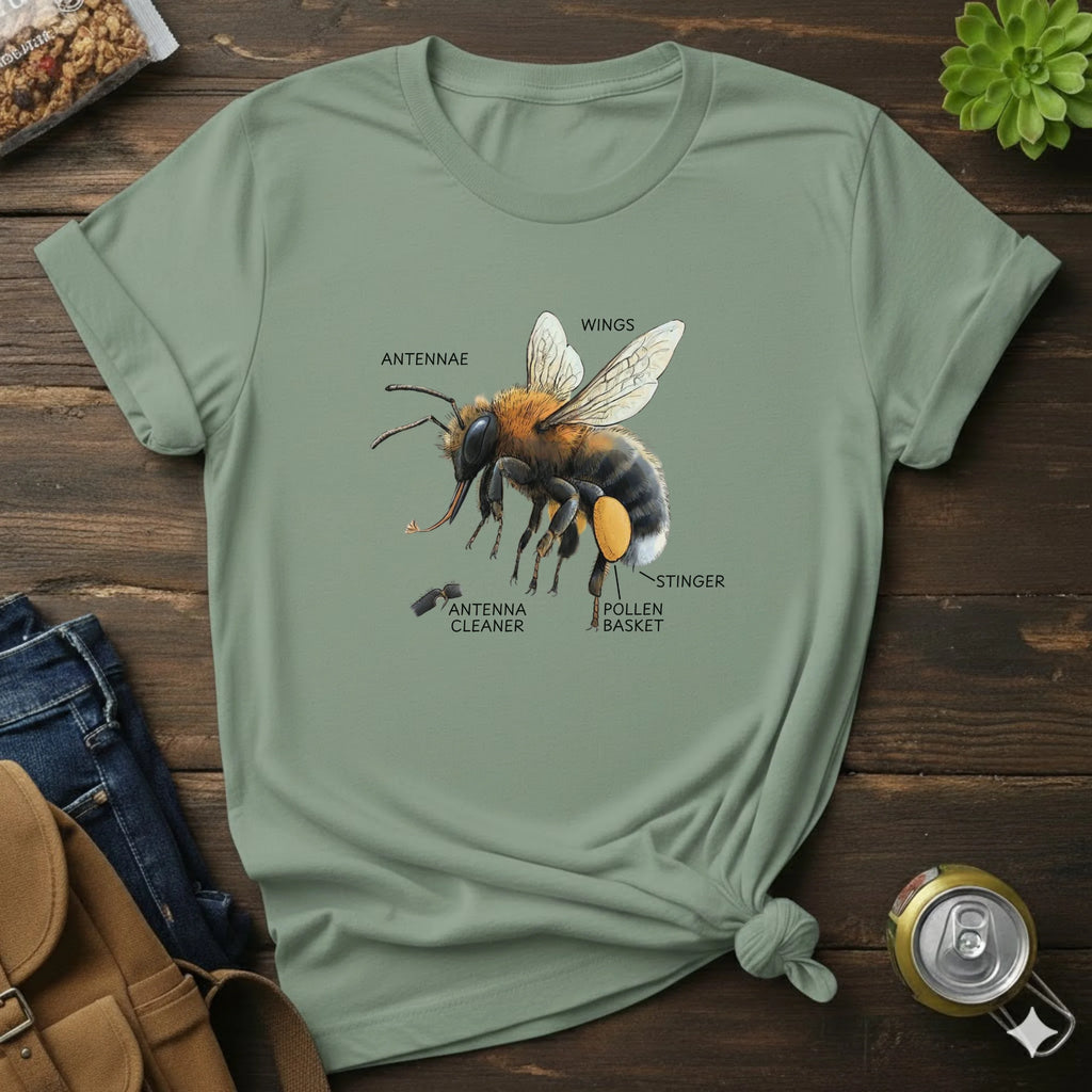 Bee Anatomy T-Shirt — Vintage Scientific Honey Bee Diagram Tee