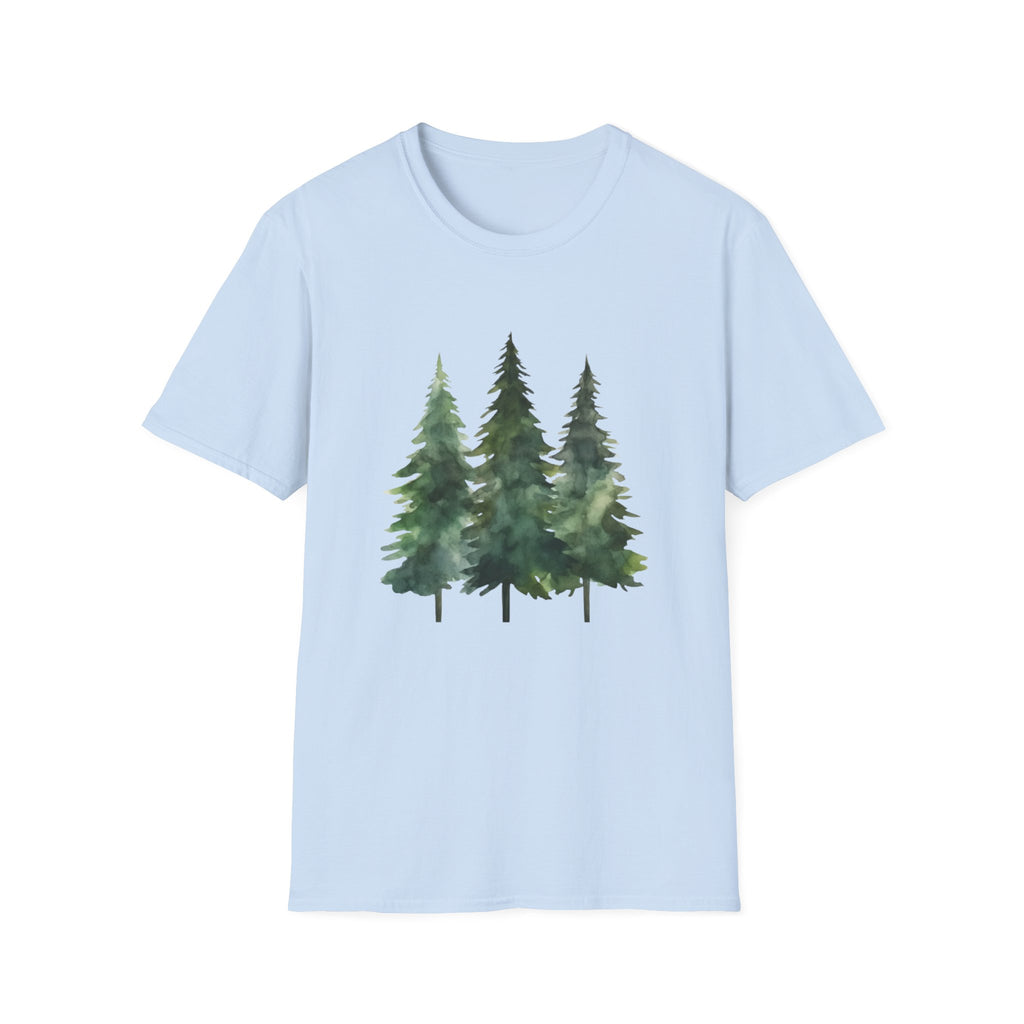 Pine Forest Tee — Watercolor Evergreen Tree T-Shirt