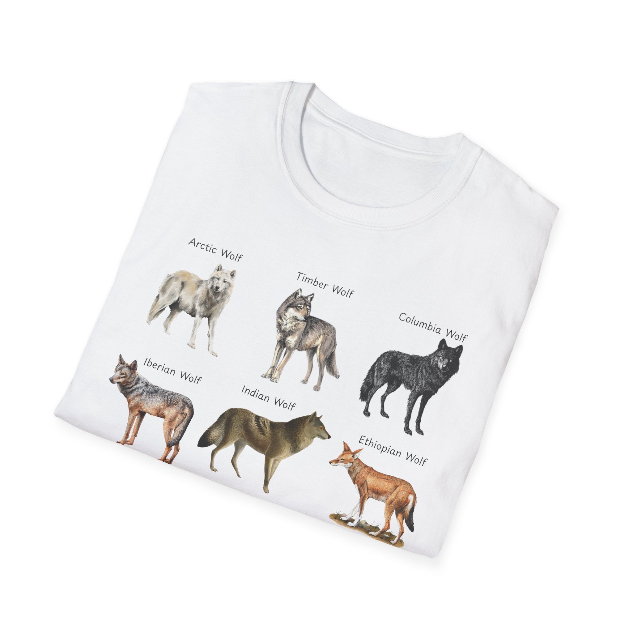 Wolf Species Chart T-Shirt — Illustrated Wolves Guide Tee