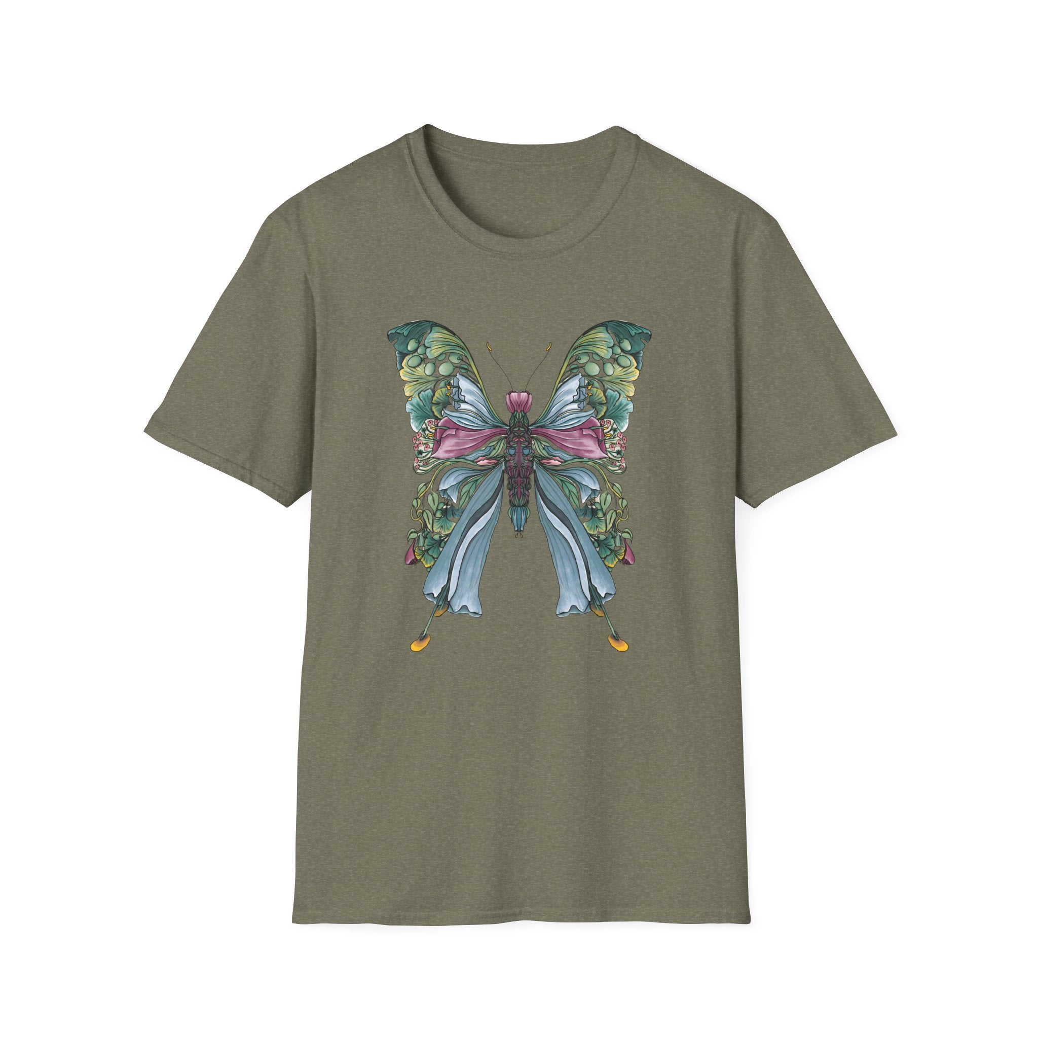 Botanical Butterfly T-Shirt — Watercolor Floral Wings Tee