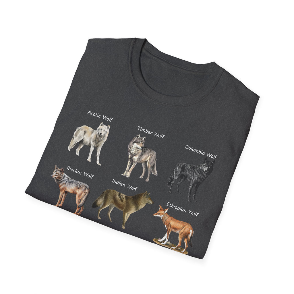 Wolf Species Chart T-Shirt — Illustrated Wolves Guide Tee