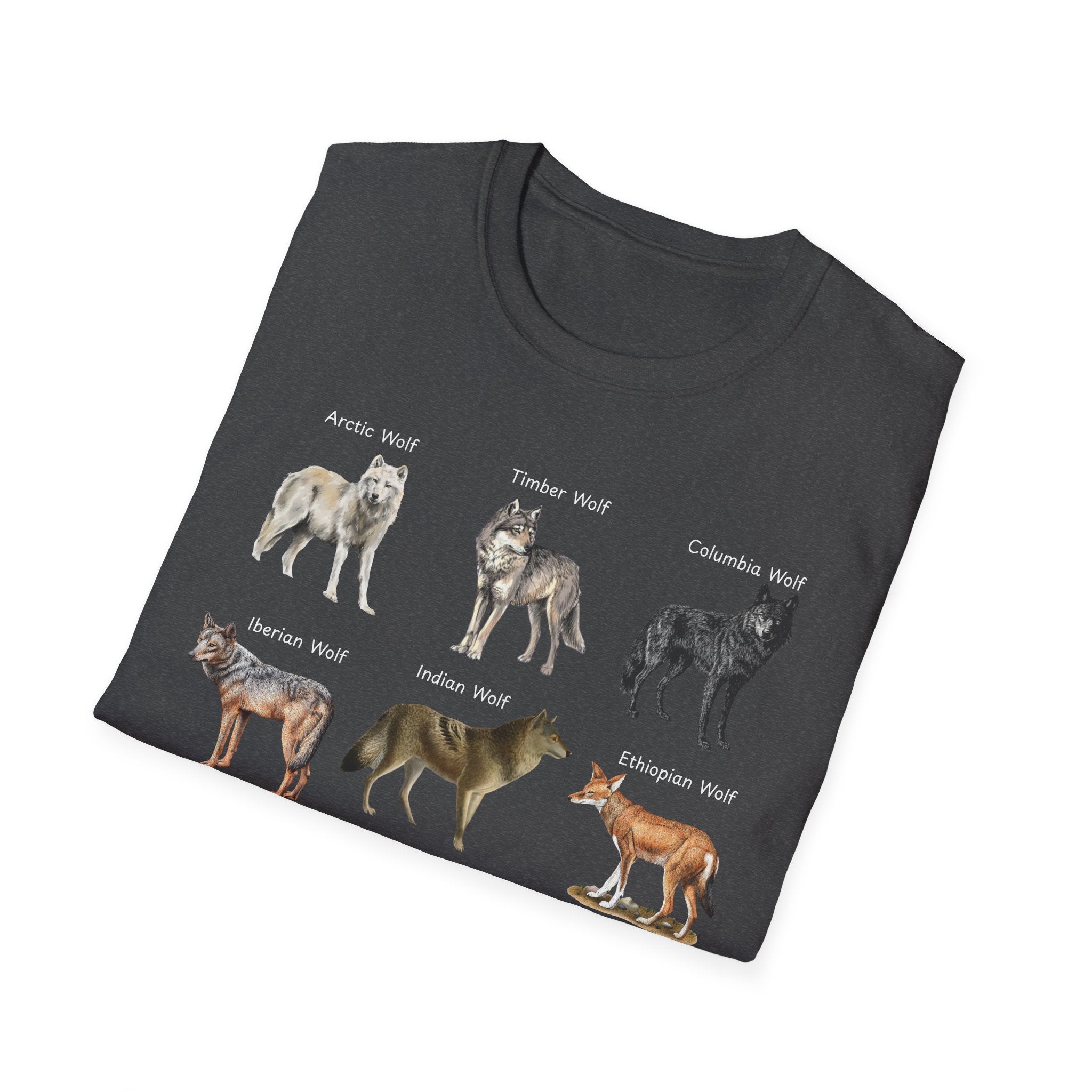 Wolf Species Chart T-Shirt — Illustrated Wolves Guide Tee
