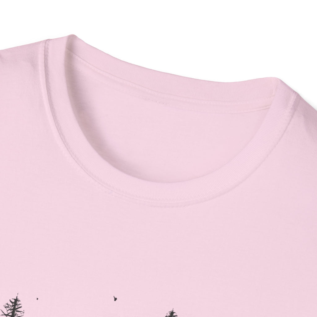 Pine Grove Minimalist Tee — Hand-Drawn Forest Trees T-Shirt