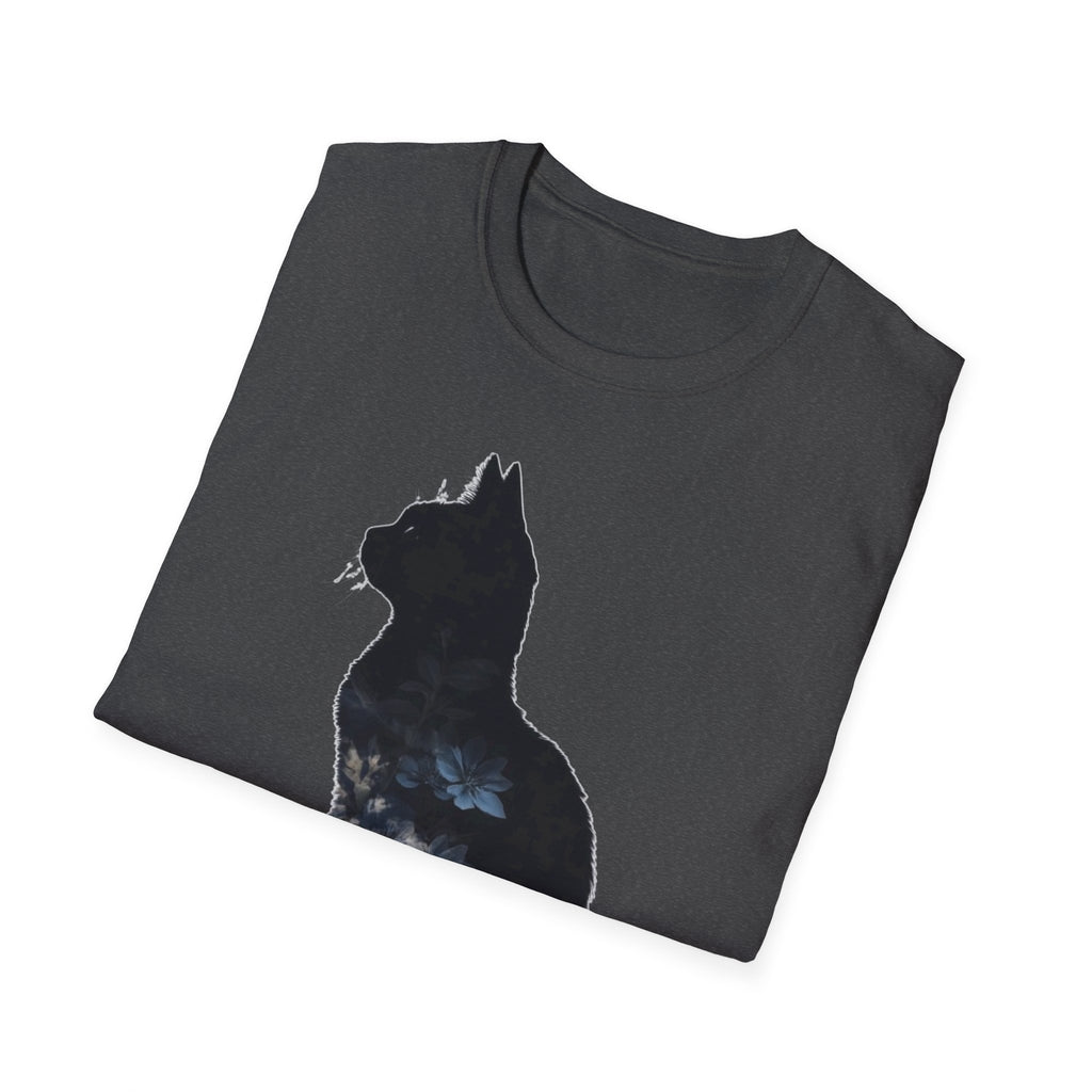 Galaxy Cat T-Shirt — Night Sky Silhouette Tee for Cat Lovers