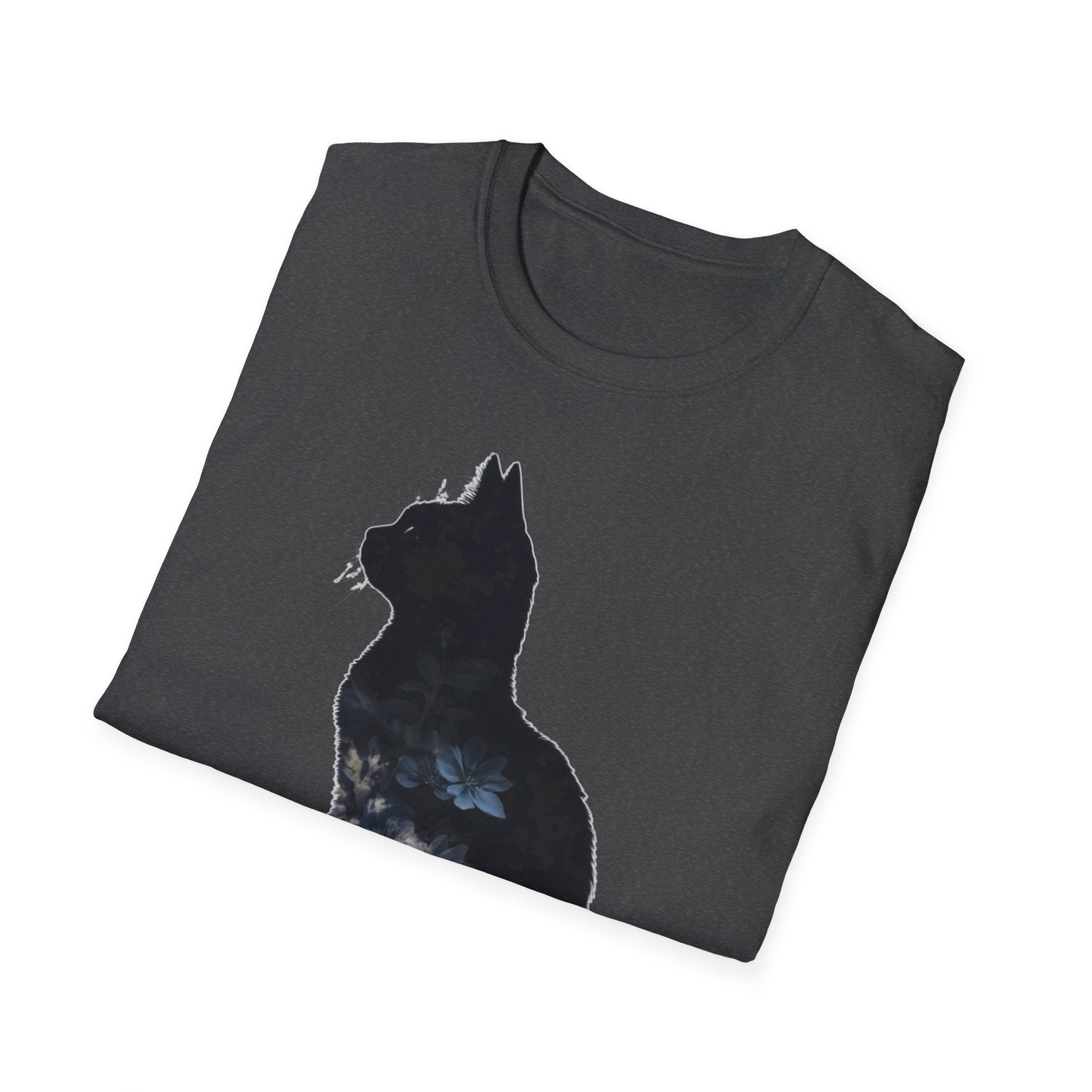 Galaxy Cat T-Shirt — Night Sky Silhouette Tee for Cat Lovers
