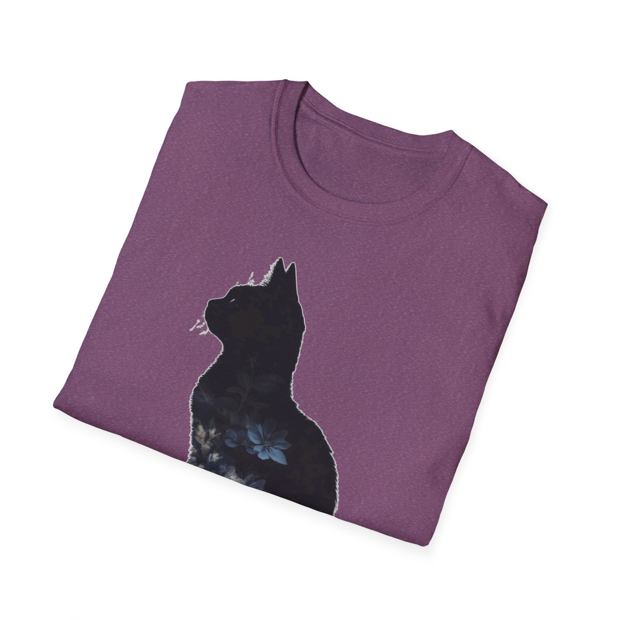 Galaxy Cat T-Shirt — Night Sky Silhouette Tee for Cat Lovers