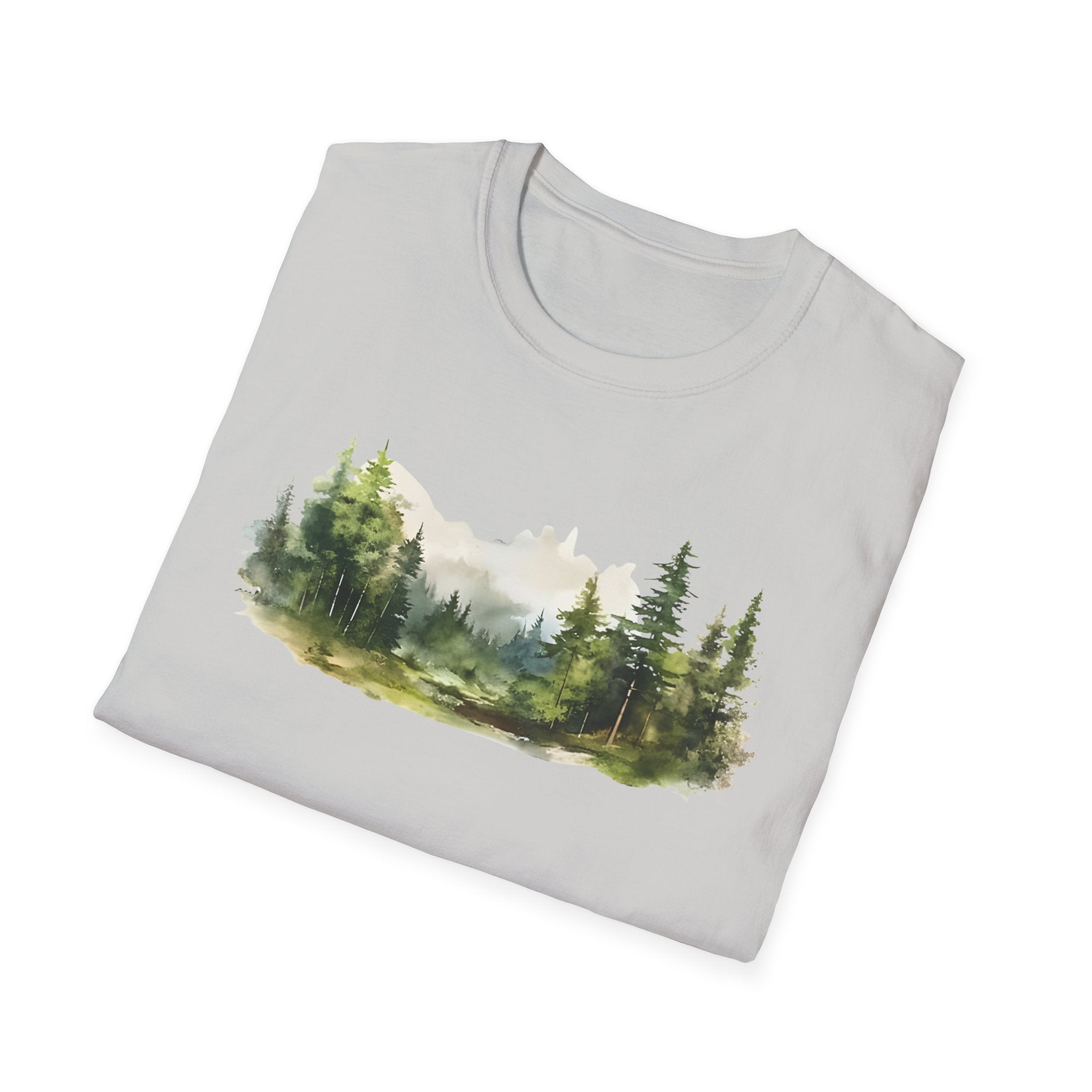 Nature Watercolor Forest T-Shirt — Mountain Pines Scenic Tee