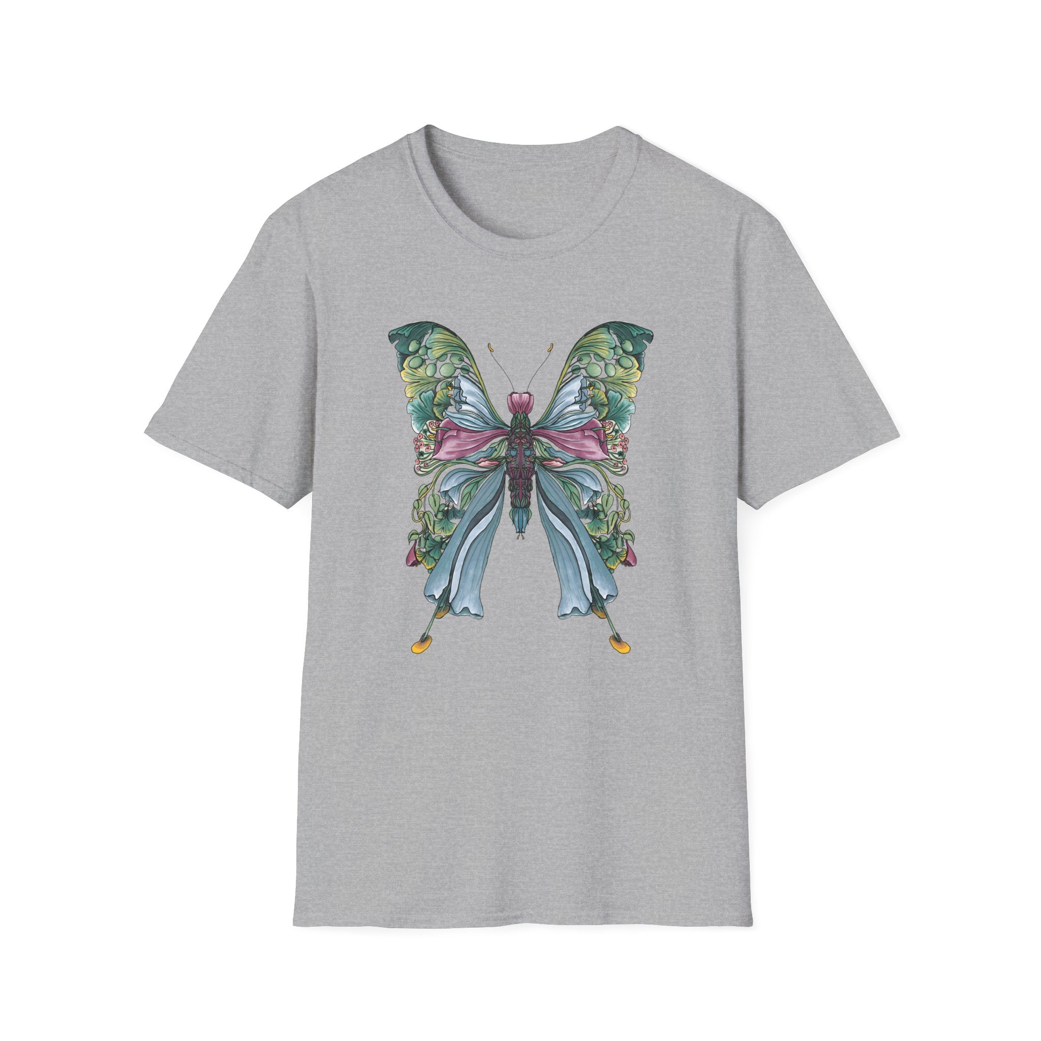 Botanical Butterfly T-Shirt — Watercolor Floral Wings Tee