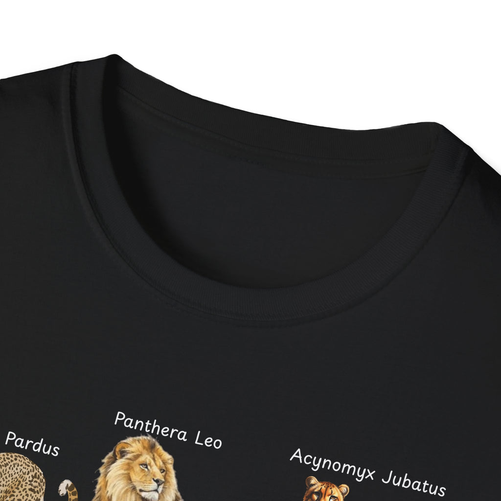 Big Cats Chart T-Shirt — Vintage Illustrated Wild Cat Identification Tee