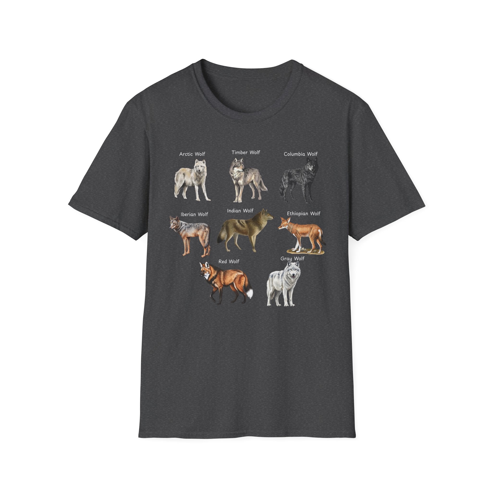 Wolf Species Chart T-Shirt — Illustrated Wolves Guide Tee