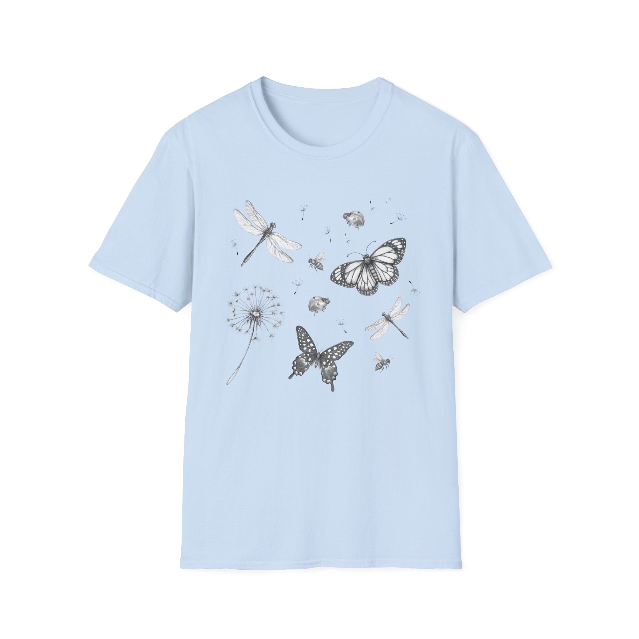 Butterfly & Dandelion Tee — Delicate Botanical Nature T-Shirt