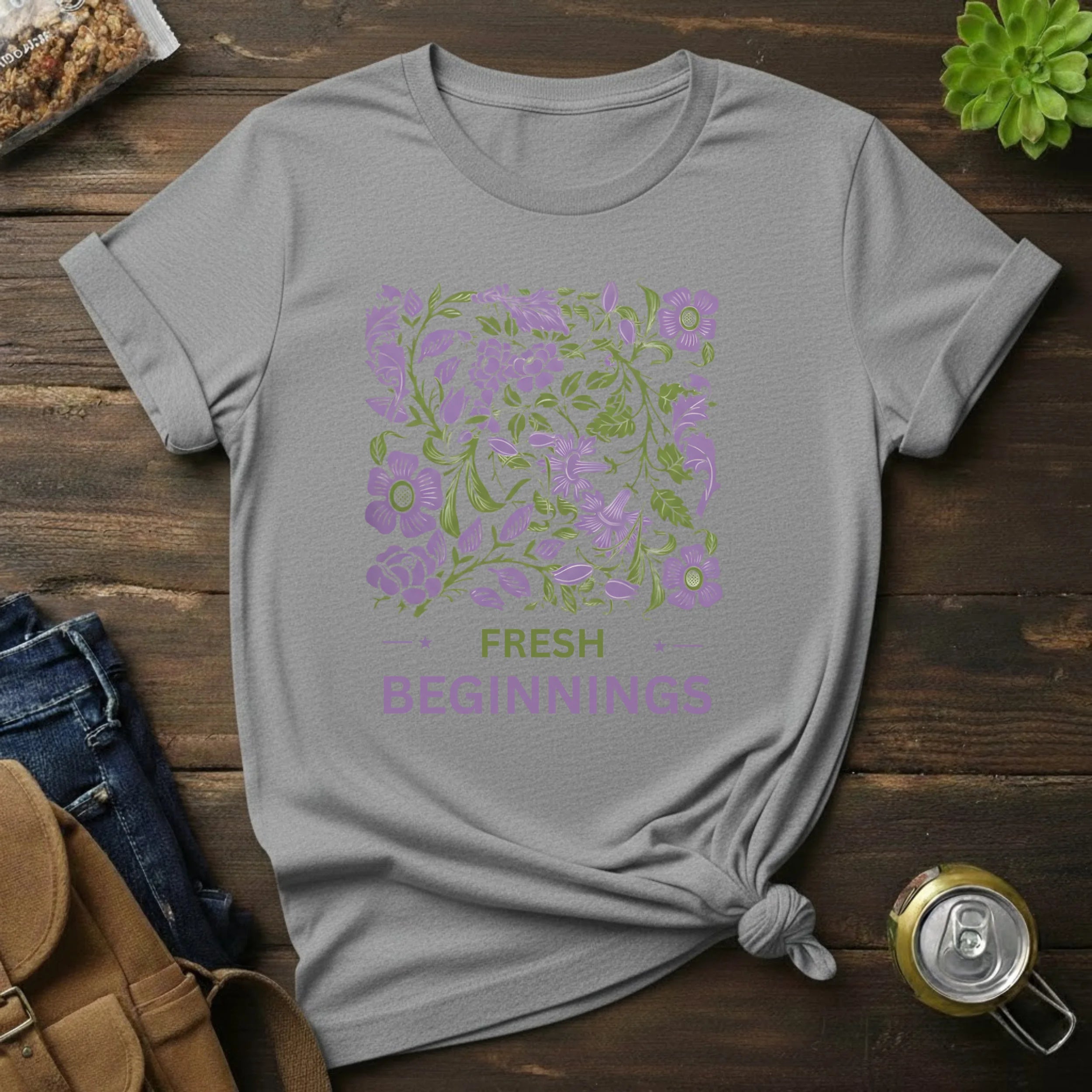 Fresh Beginnings Floral T-Shirt — Purple Botanical Spring Tee