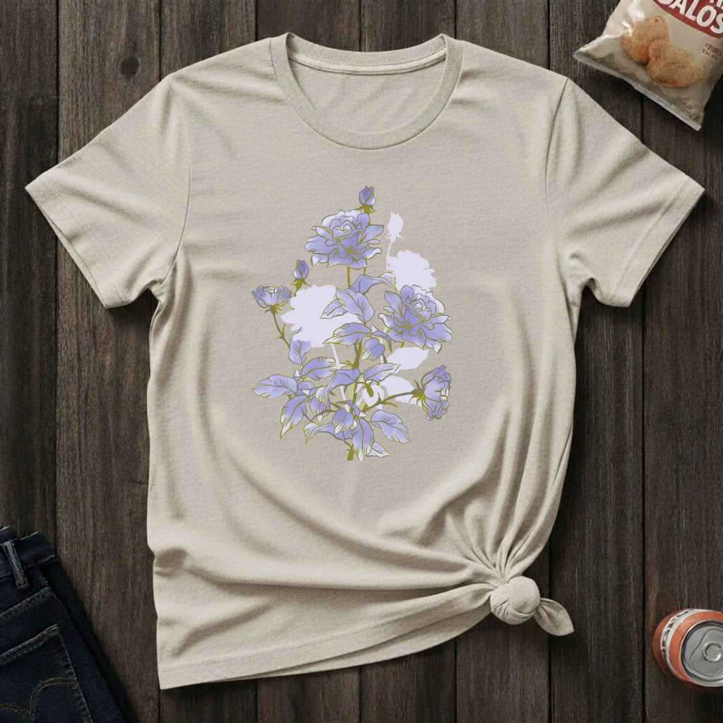 Floral Roses T-Shirt — Lavender Rose Garden Graphic Tee