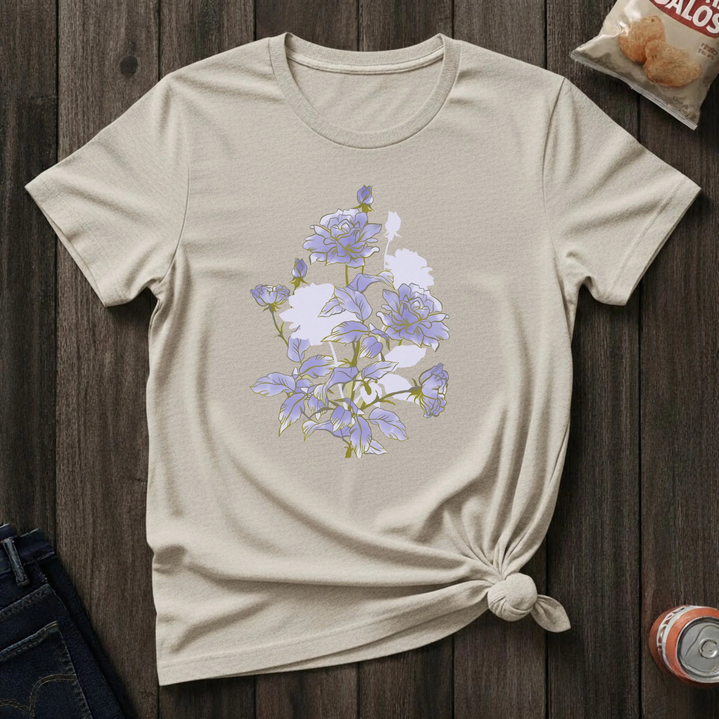 Floral Roses T-Shirt — Lavender Rose Garden Graphic Tee