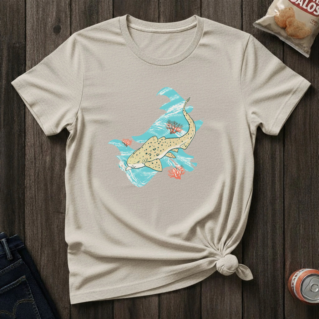 Leopard Shark Surf T-Shirt — Vintage Ocean Wave Tee