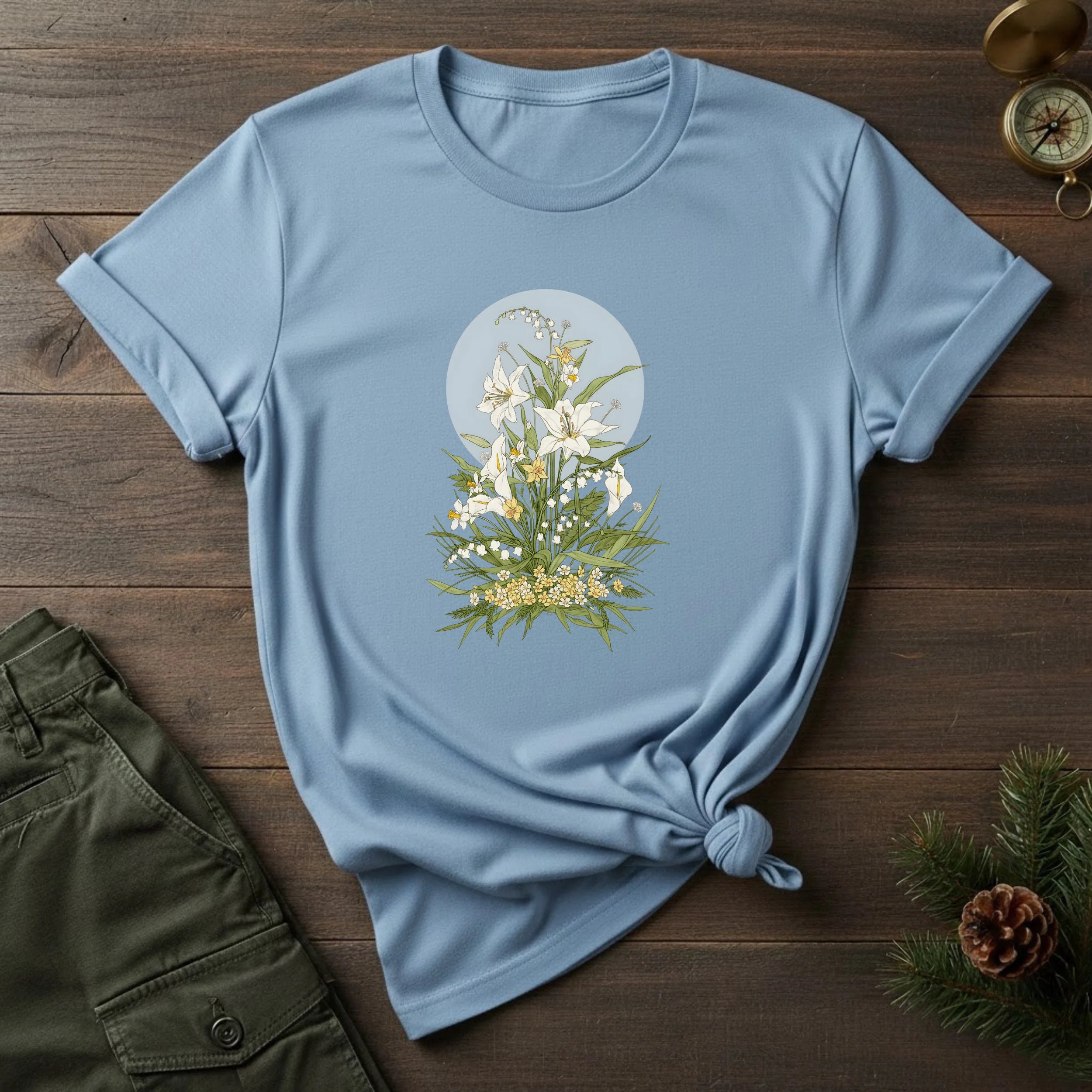 Floral Lily Bouquet T-Shirt — Vintage Botanical Graphic Tee