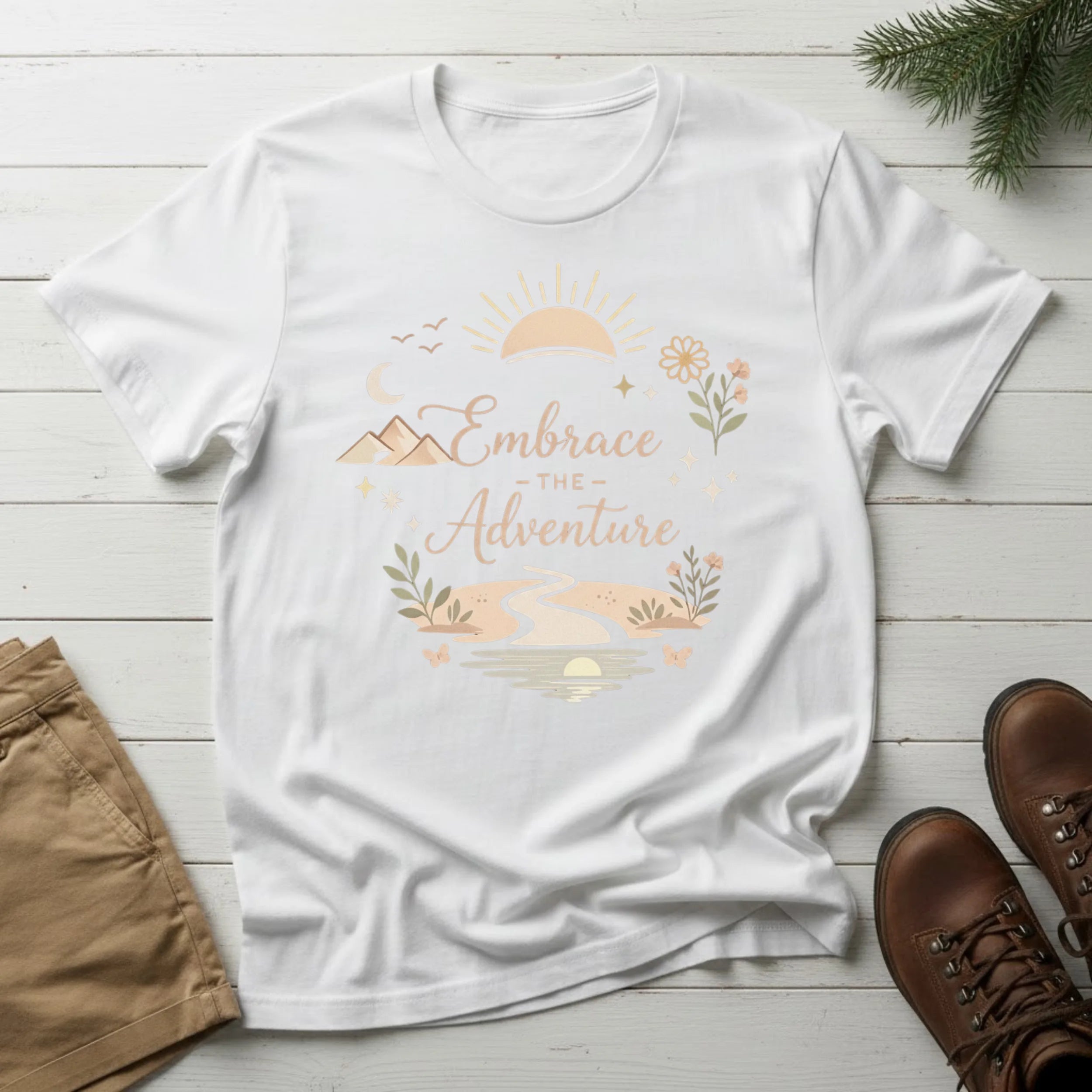 Embrace the Adventure T-Shirt — Scenic Sunriver Nature Graphic