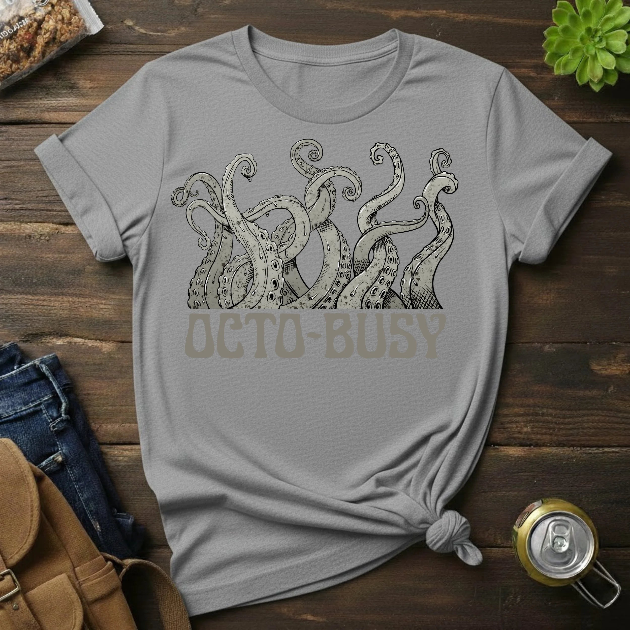 Octo-Busy Graphic T-Shirt — Funny Octopus Tentacles Tee