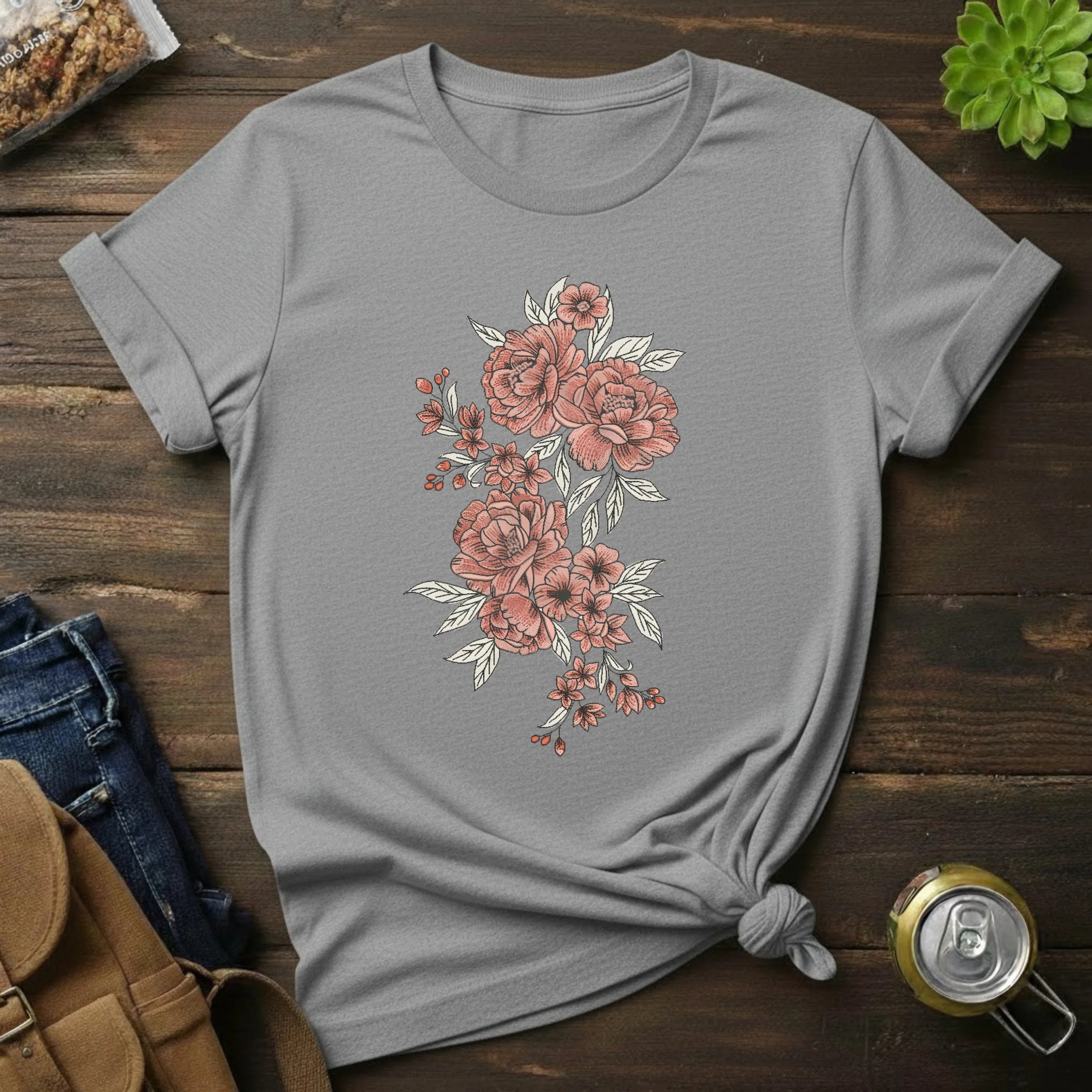 Floral Rose Bouquet T-Shirt — Vintage Botanical Graphic Tee