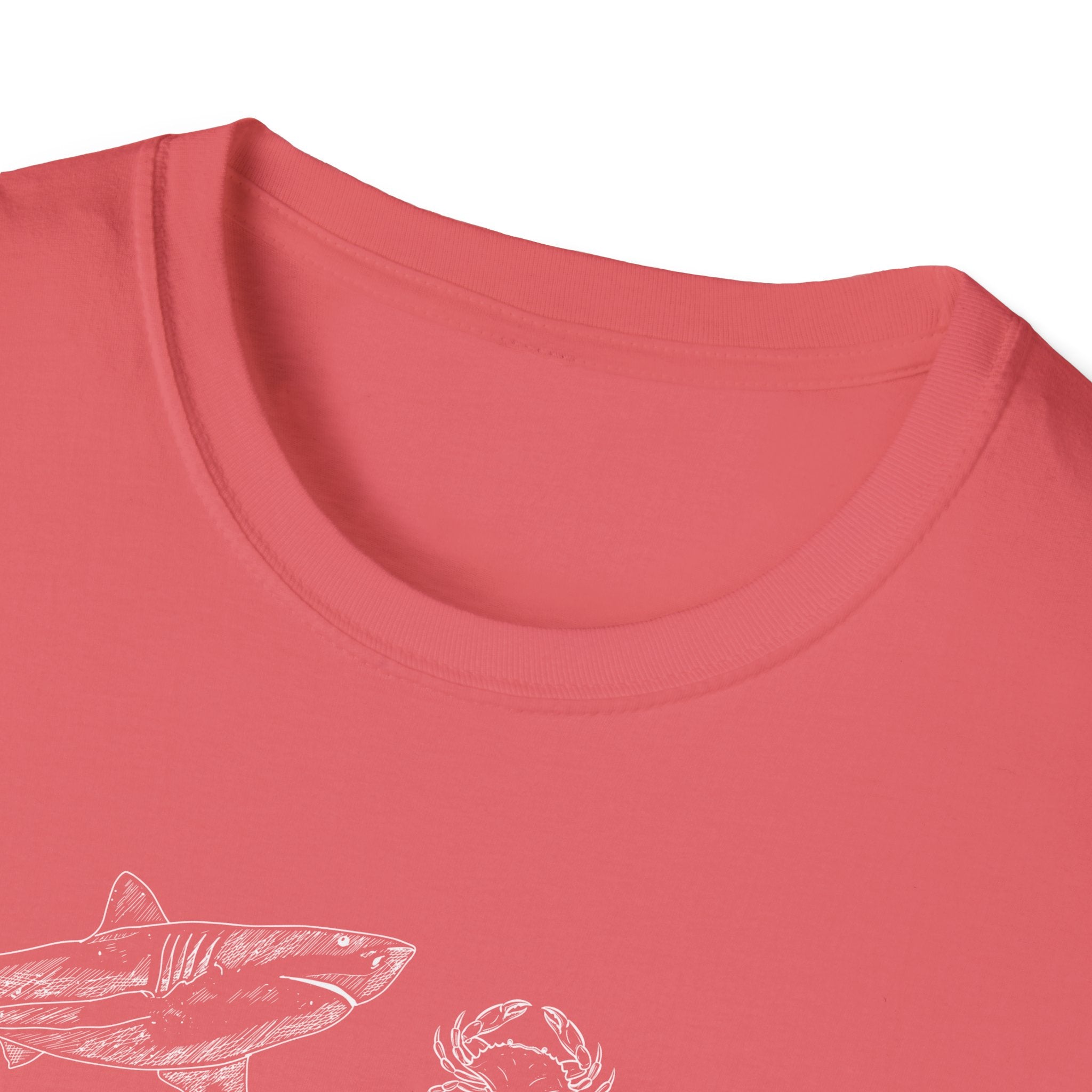 Marine Life Sketch T-Shirt — Minimal Ocean Creatures Illustration