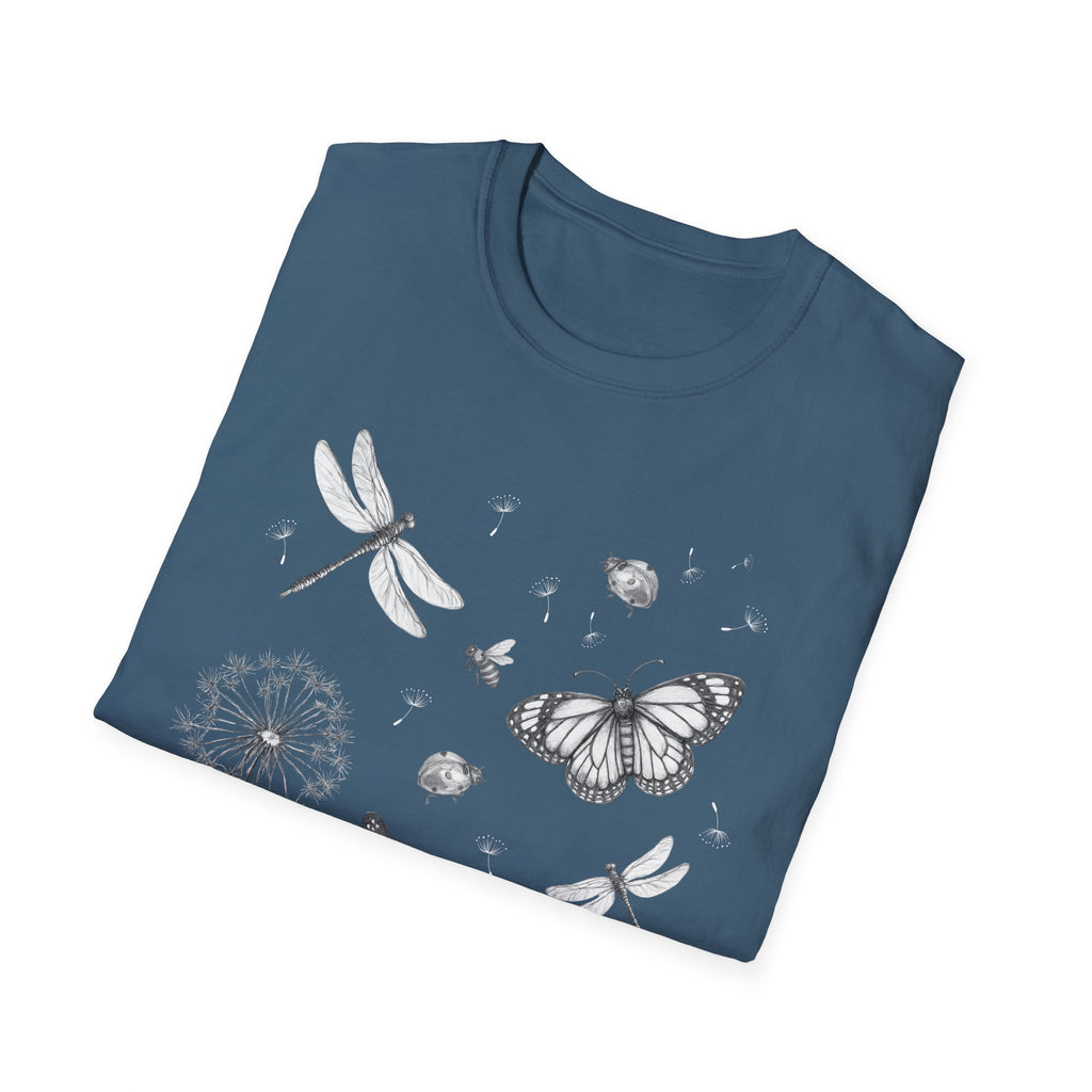 Butterfly & Dandelion Tee — Delicate Botanical Nature T-Shirt