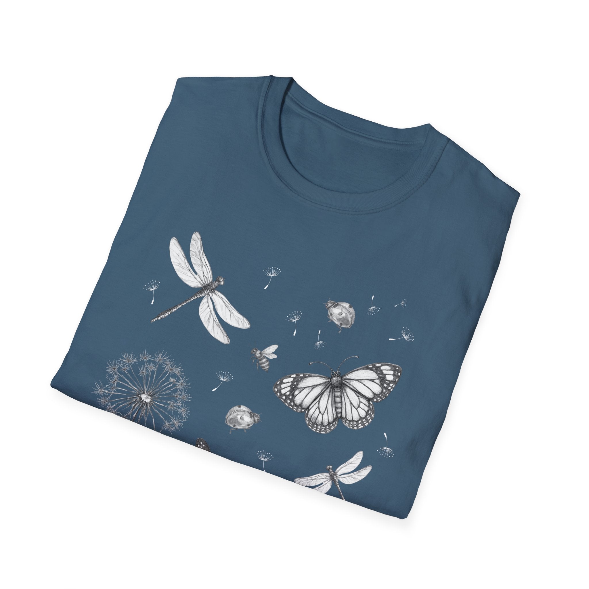 Butterfly & Dandelion Tee — Delicate Botanical Nature T-Shirt