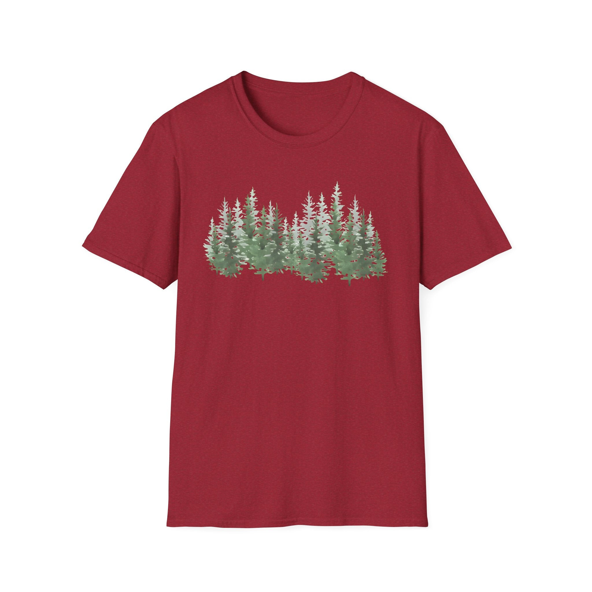 Forest Line T-Shirt — Minimal Evergreen Tree Graphic Tee