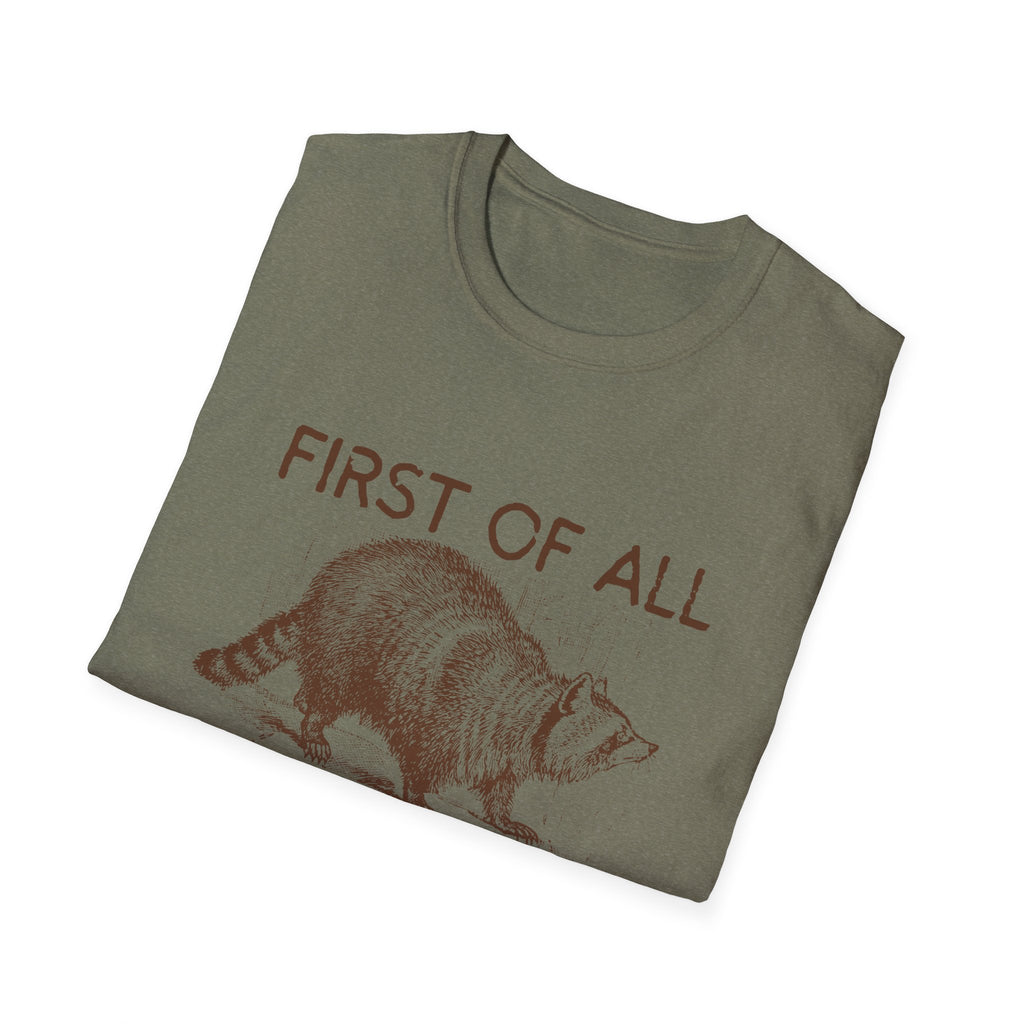 T-Shirt — “First Of All I’m A Delight” Raccoon Vintage Graphic Tee