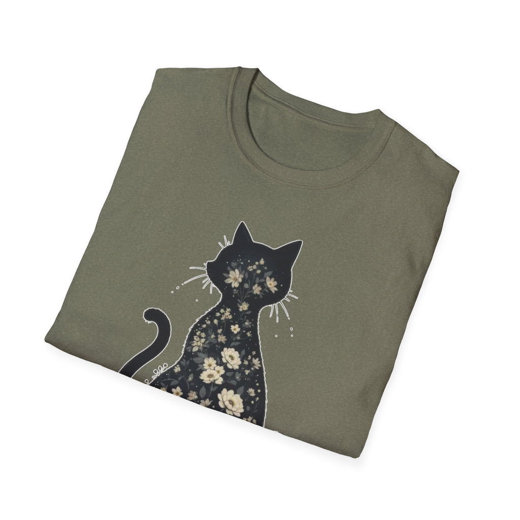 Floral Silhouette Cat T-Shirt