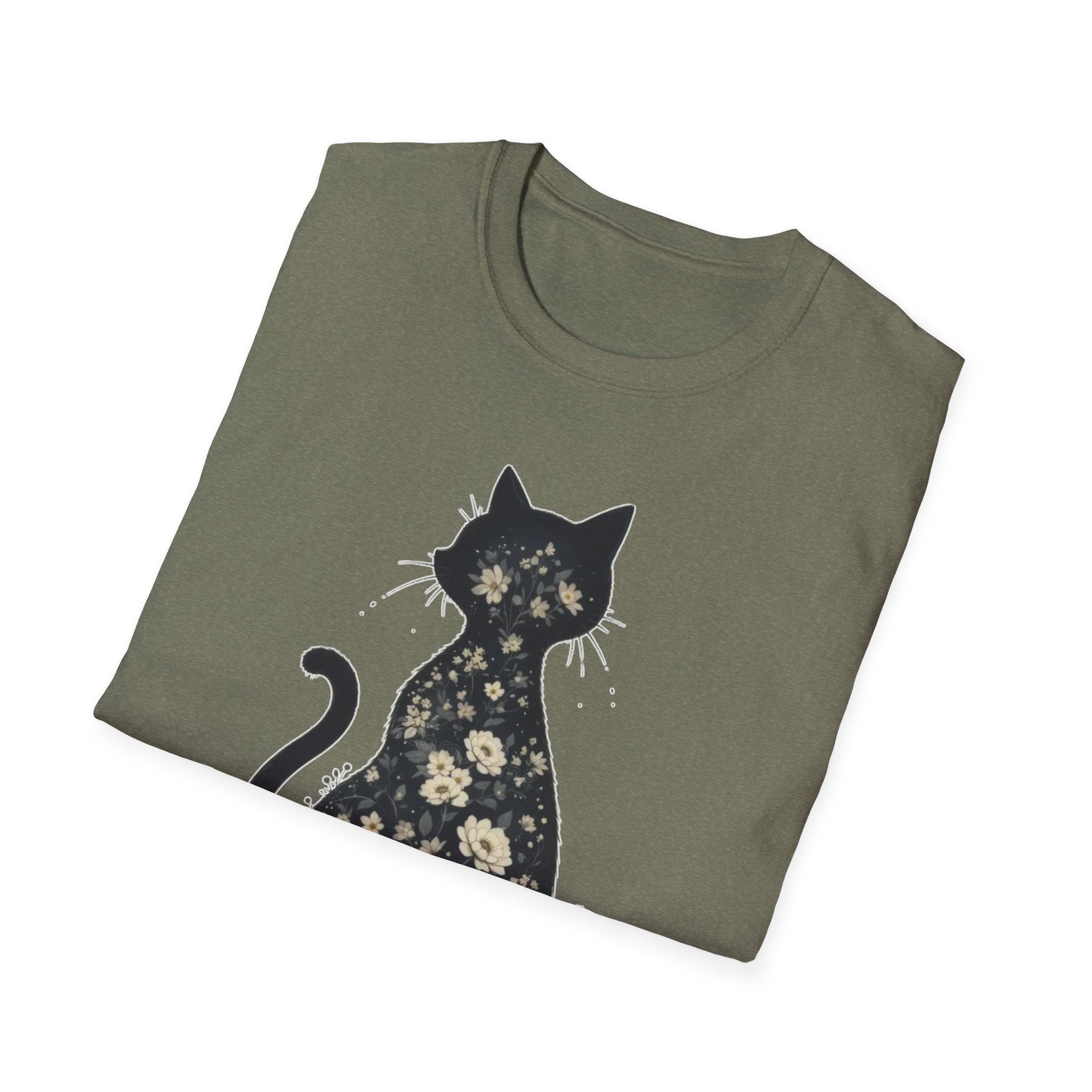 Floral Silhouette Cat T-Shirt