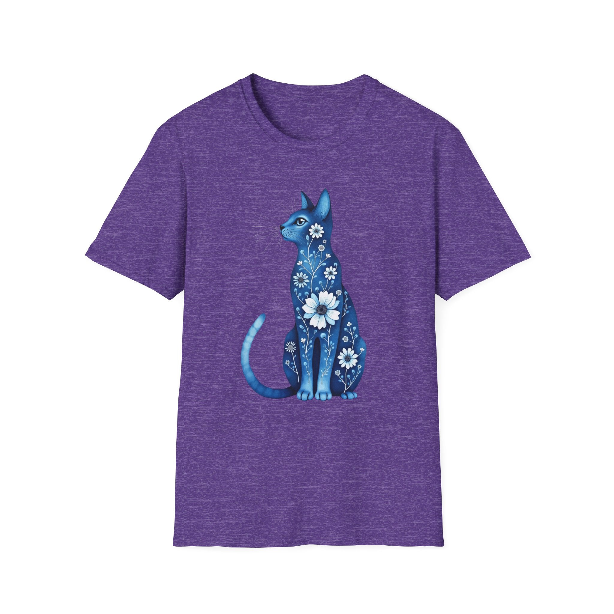 Floral Blue Cat T-Shirt