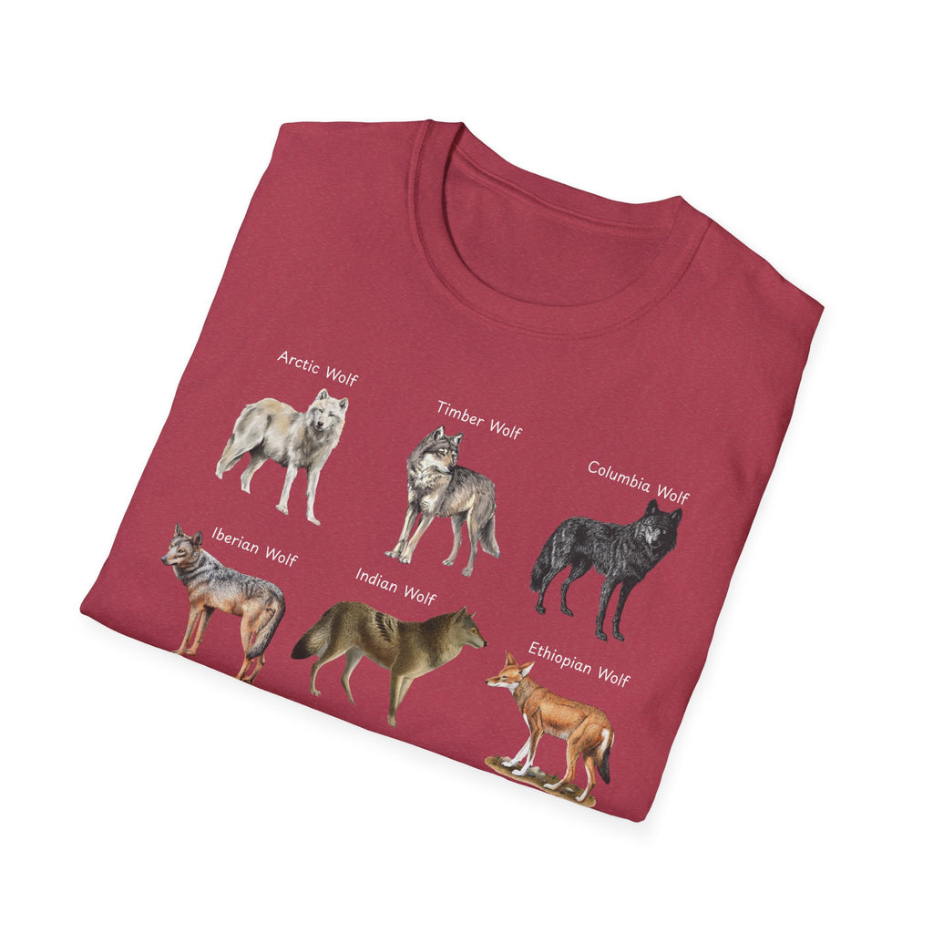 Wolf Species Chart T-Shirt — Illustrated Wolves Guide Tee