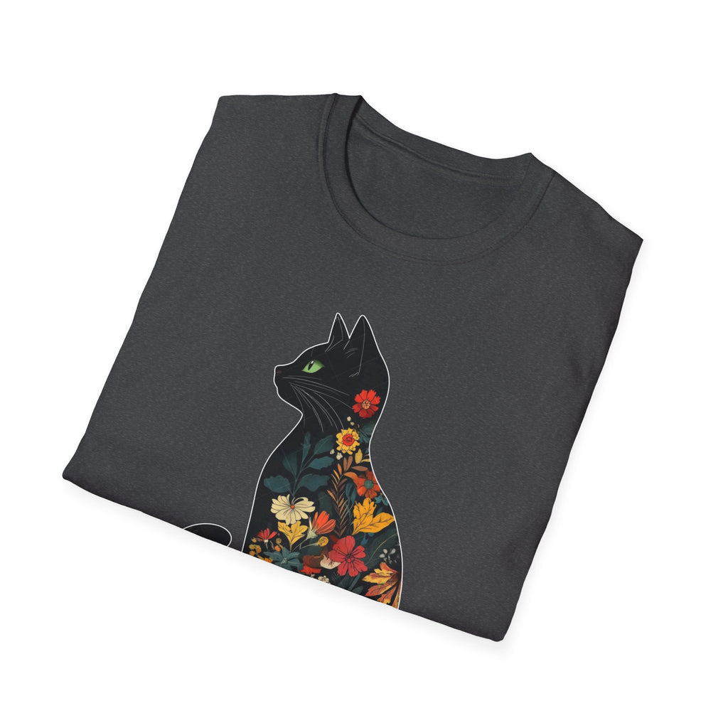 Floral Cat Silhouette T-Shirt