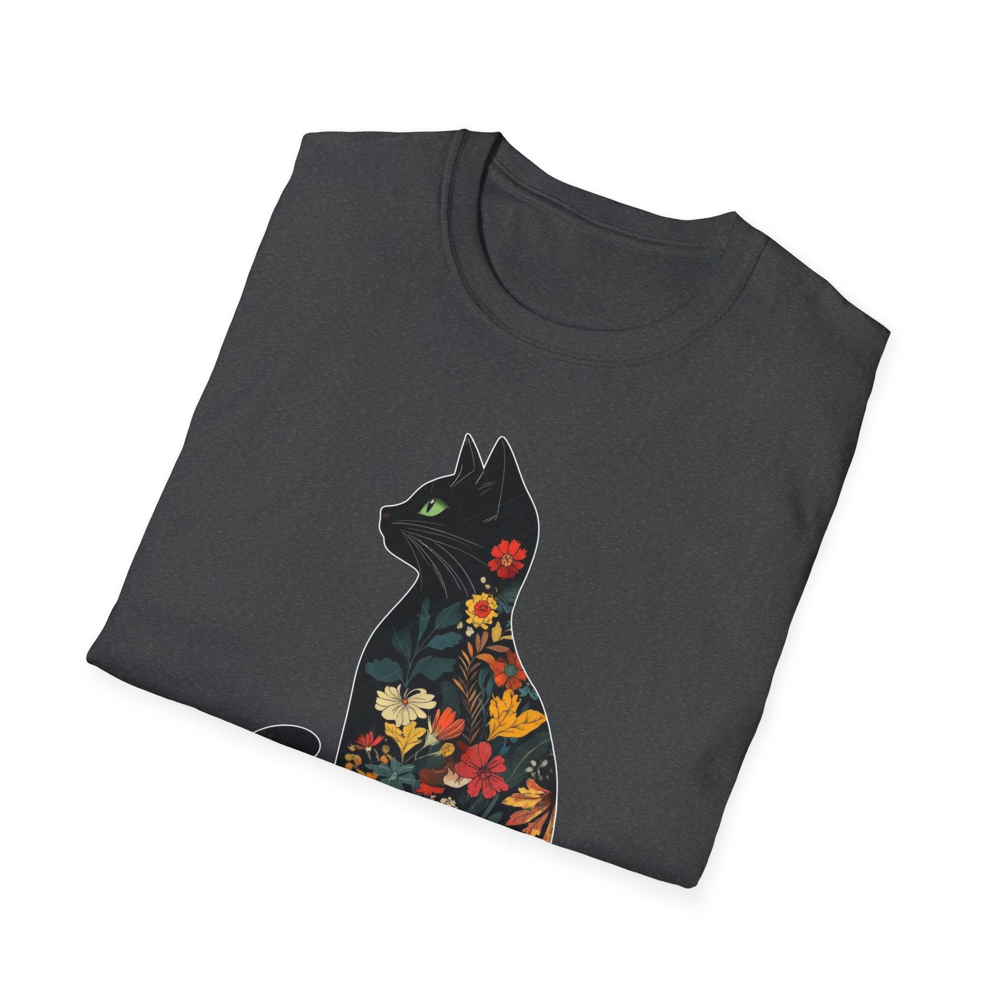 Floral Cat Silhouette T-Shirt