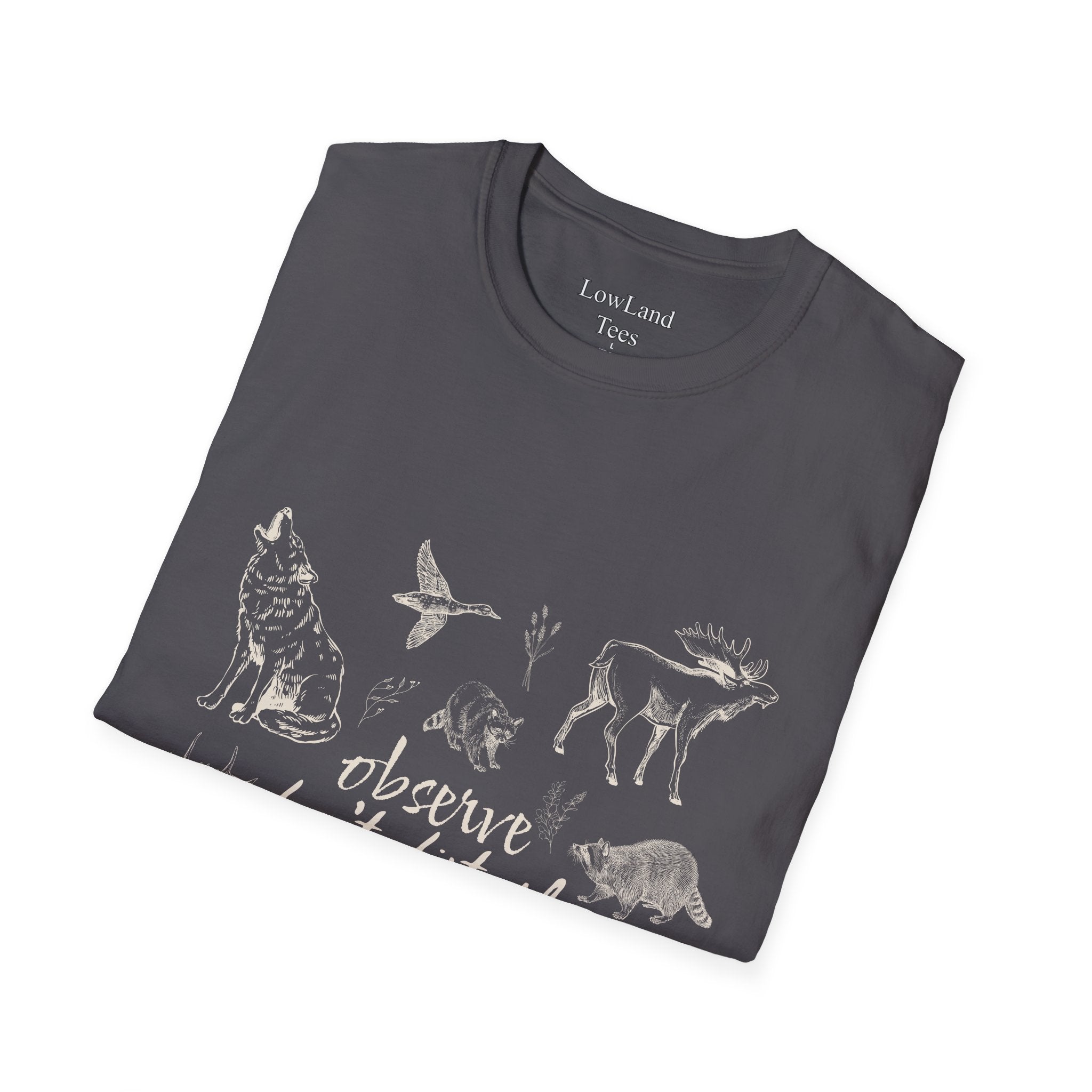 Observe Don’t Disturb T-Shirt — Vintage Sketch Wildlife Field Guide Tee