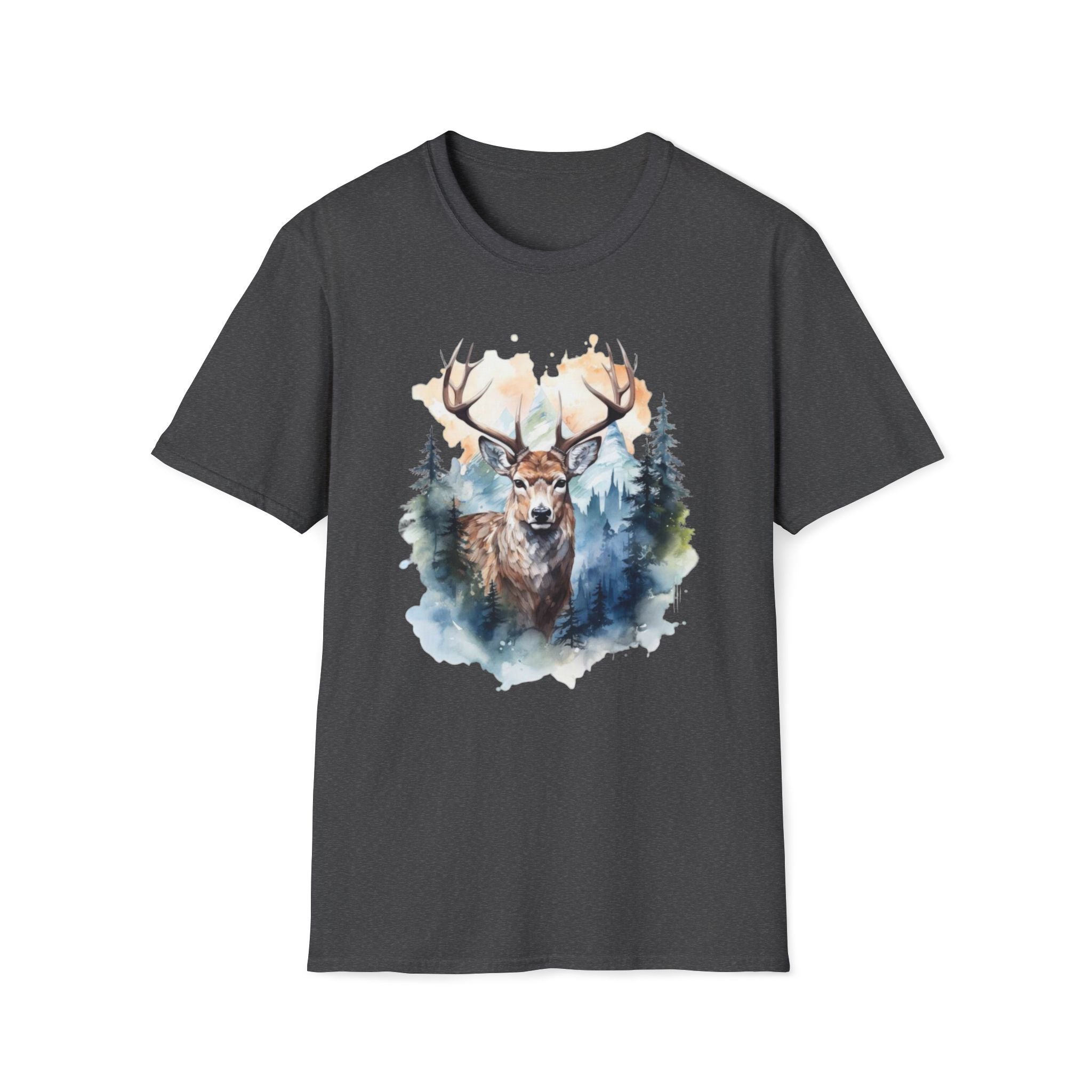 Deer Forest Watercolor T-Shirt — Majestic Stag Woodland Graphic Tee