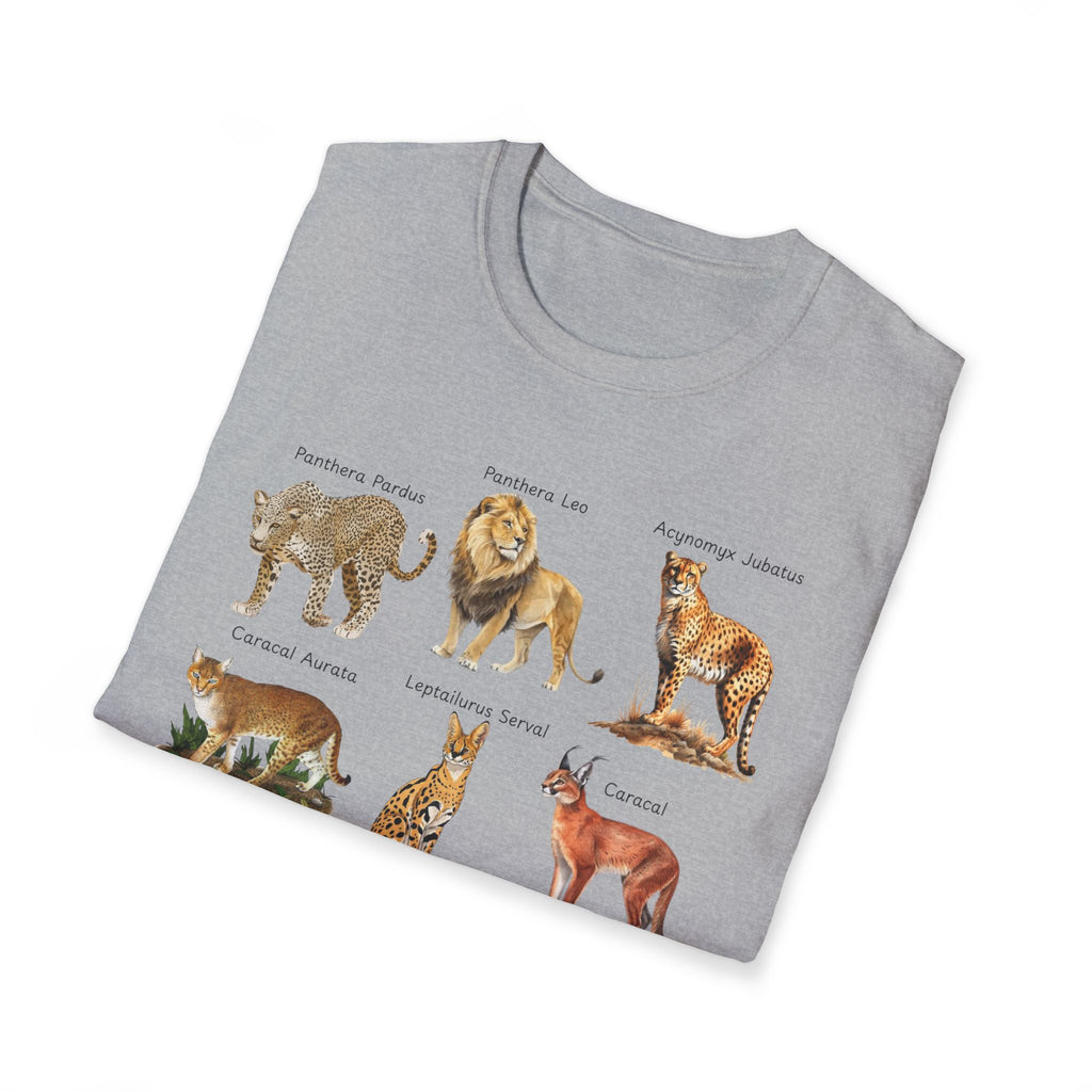 Big Cats Chart T-Shirt — Vintage Illustrated Wild Cat Identification Tee