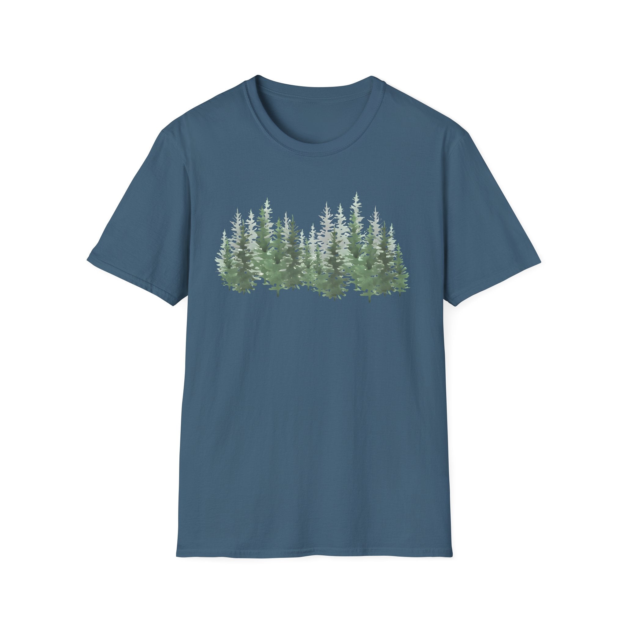 Forest Line T-Shirt — Minimal Evergreen Tree Graphic Tee